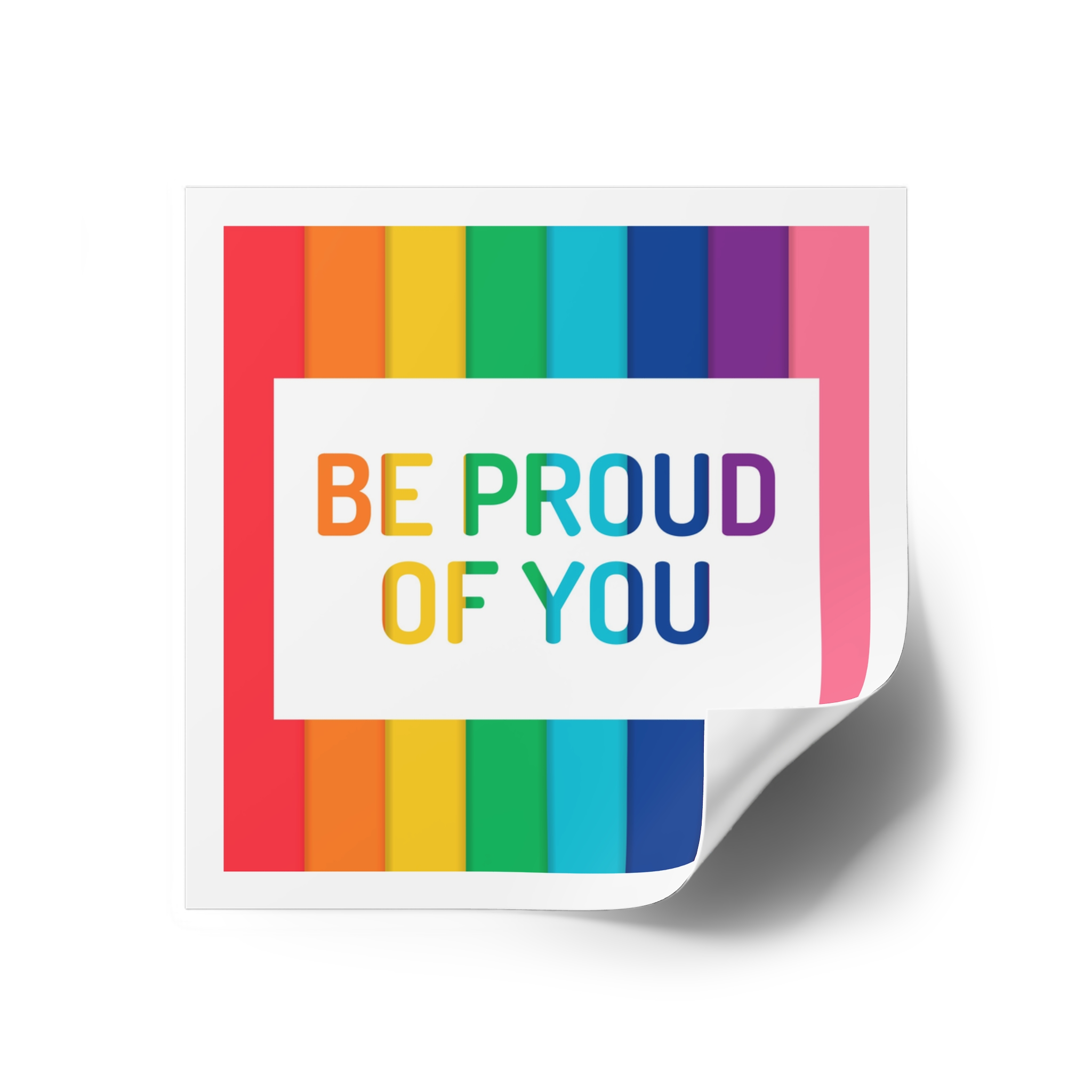 Rainbow Colored Background With Be Proud You Concept Pride Month Laminate Stickers Square - Image 30