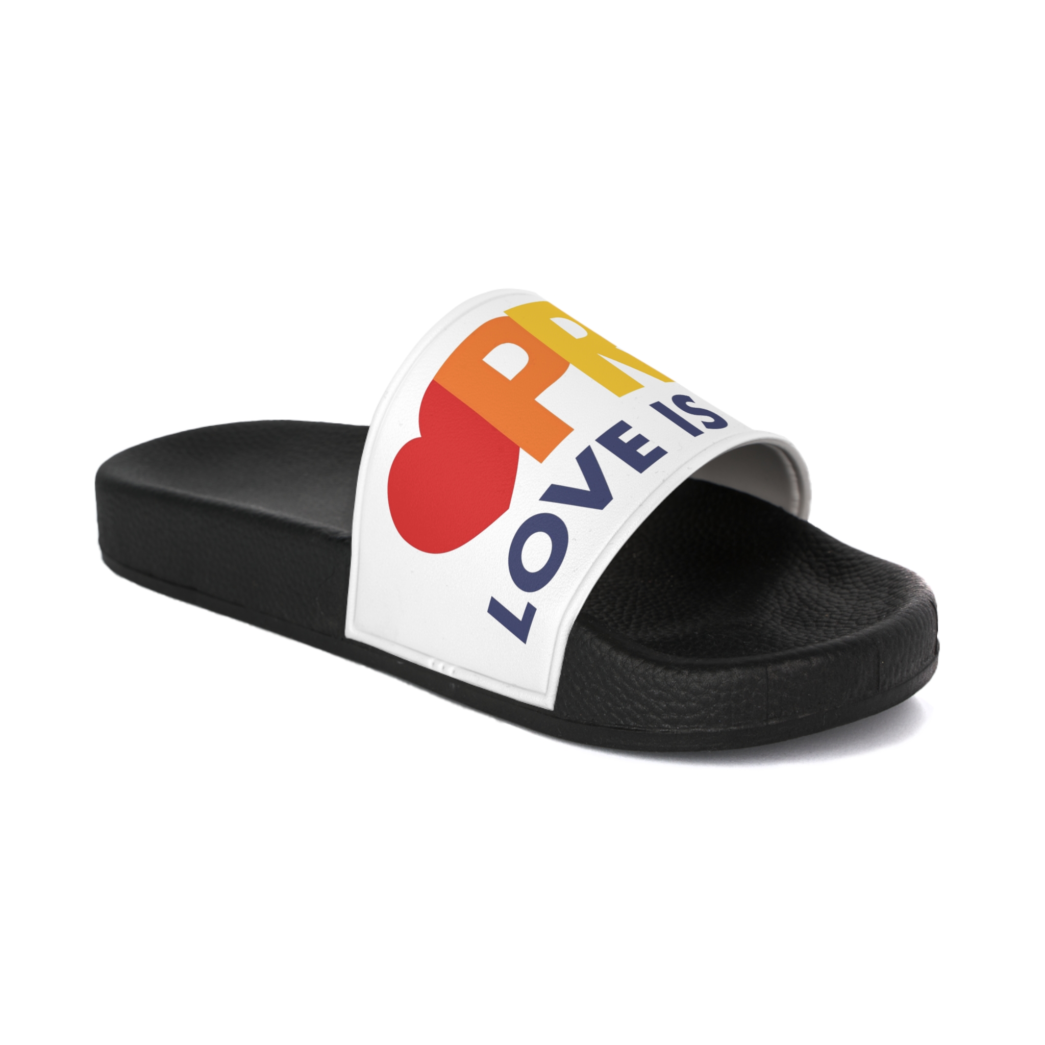 Lgbt Pride Month June 2026 Lesbian Gay Bisexual Transgender Lgbtq Flag Rainbow Love Vector (3) Mens Slide Sandals - Image 2
