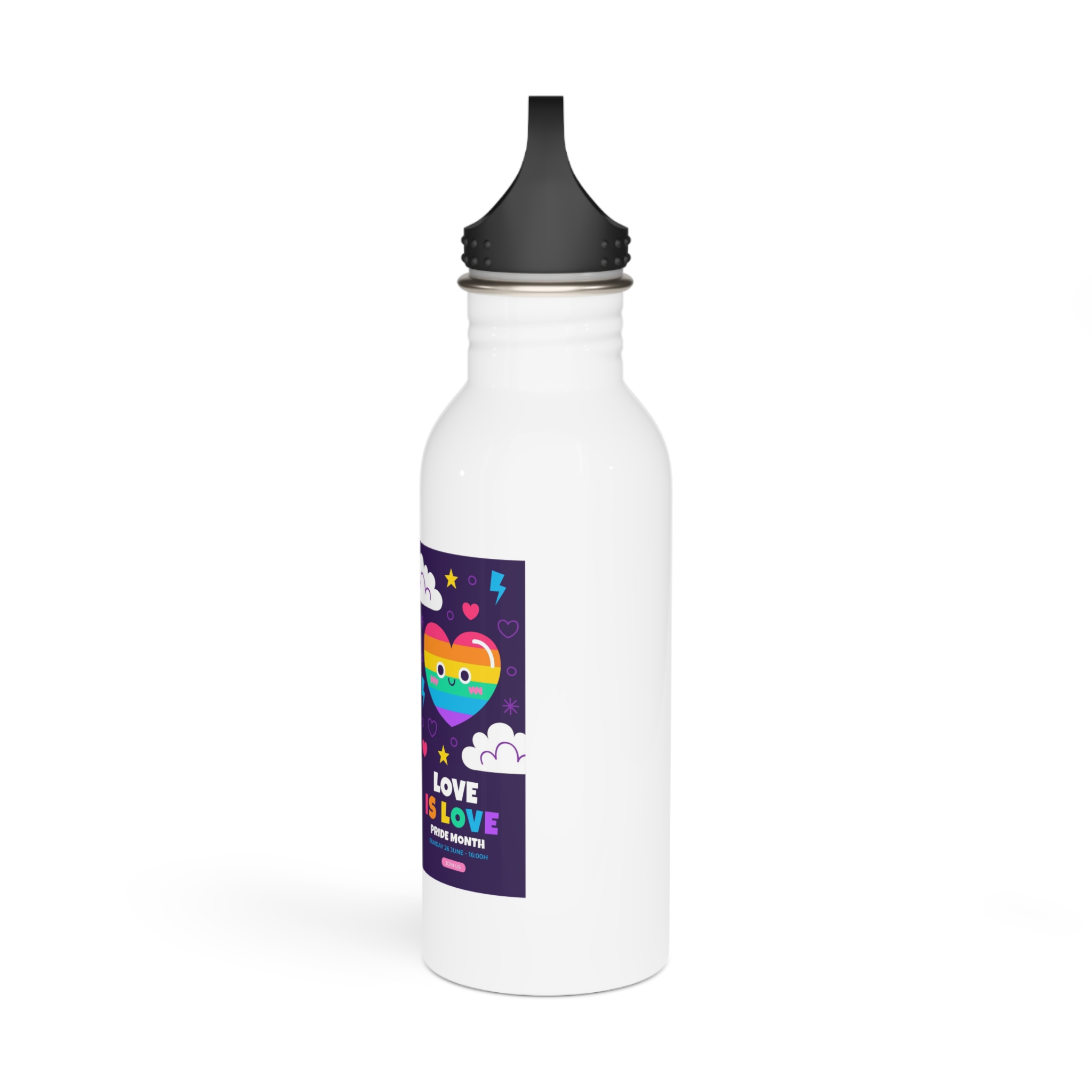 Flat Pride Month Vertical Banners Collection Stainless Steel Water Bottle - Image 4
