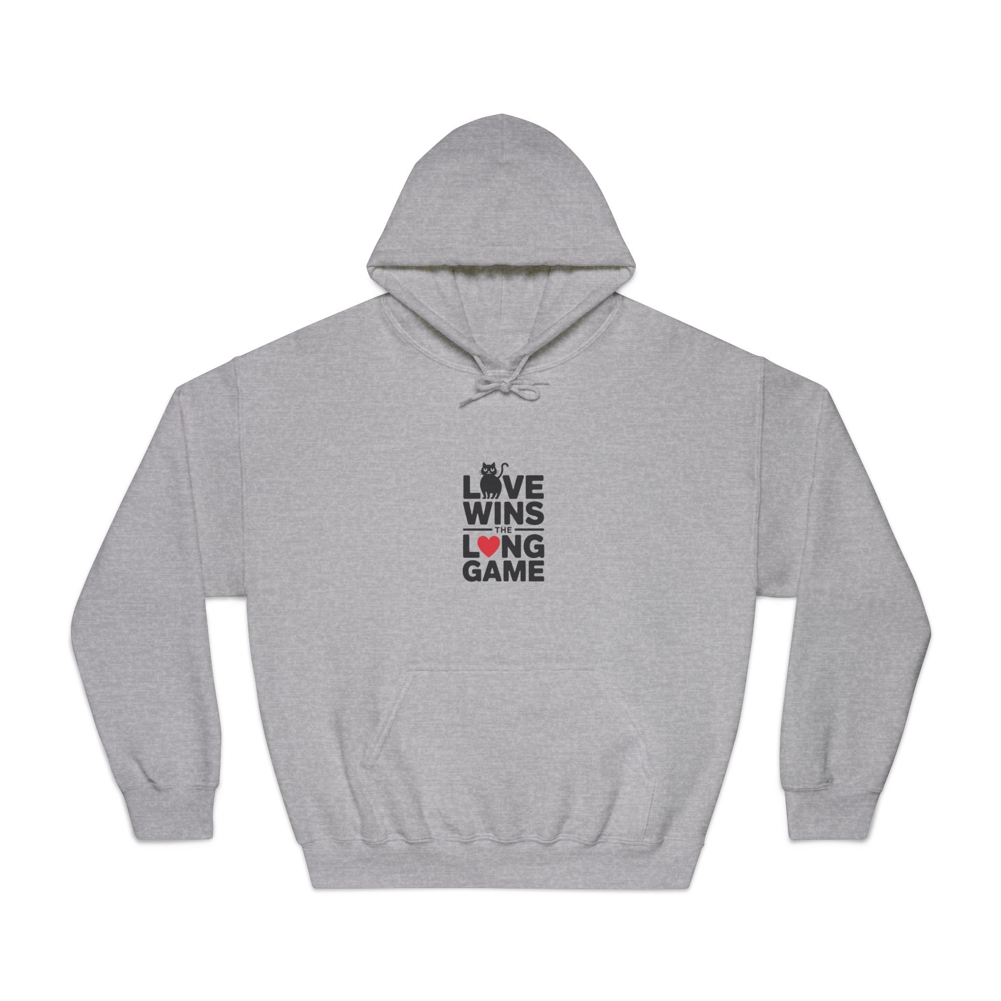 Love Wins Long Game With Black Cat Heart Illustration Unisex Dryblend Hooded Sweatshirt - Image 13