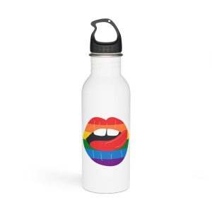 Beautiful Lips Kiss Trace With Lgbt Symbol Pride Flag Rainbow Colors Print Stainless Steel Water Bottle