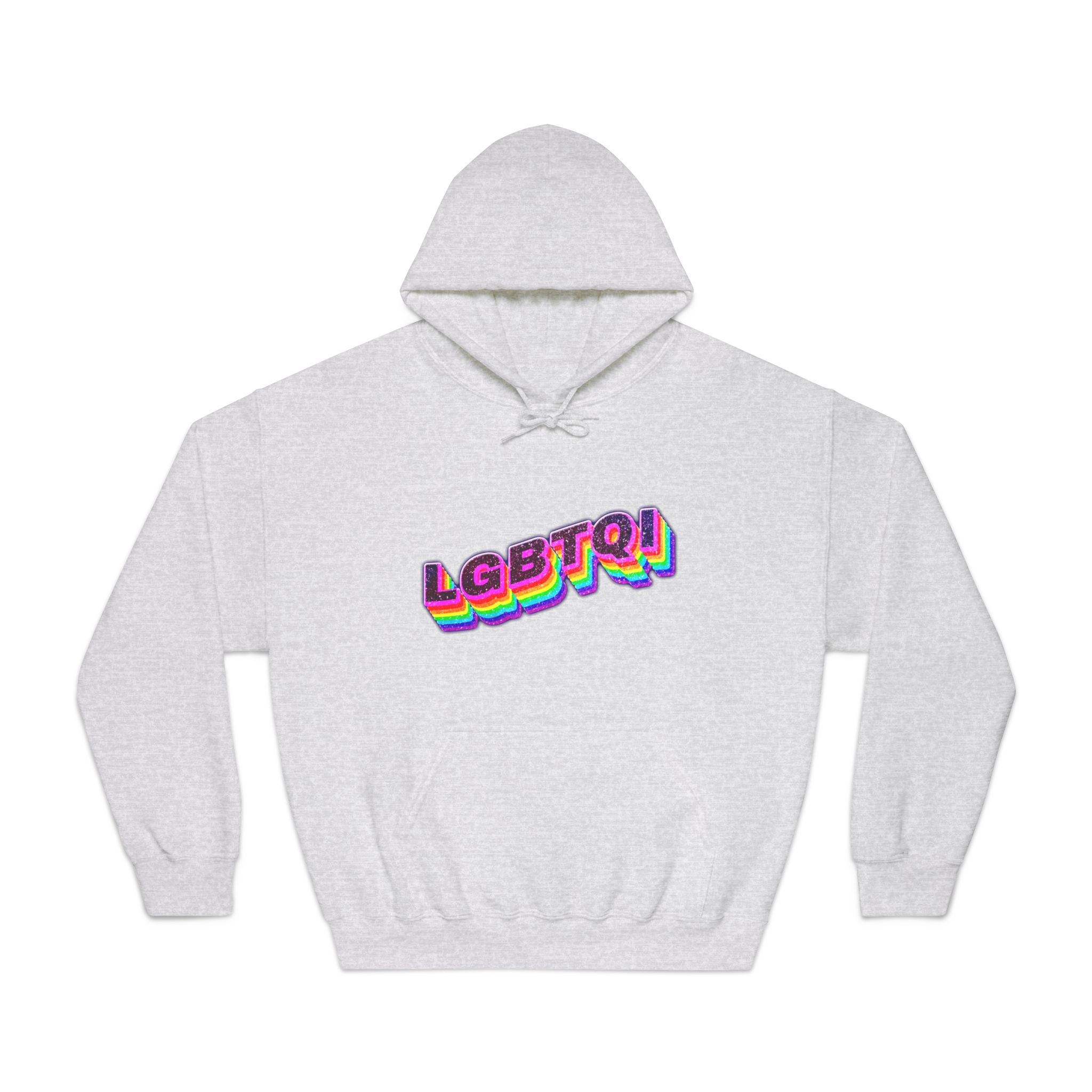 Lgbtqi 3d Word Glitch Png Unisex Dryblend Hooded Sweatshirt - Image 5