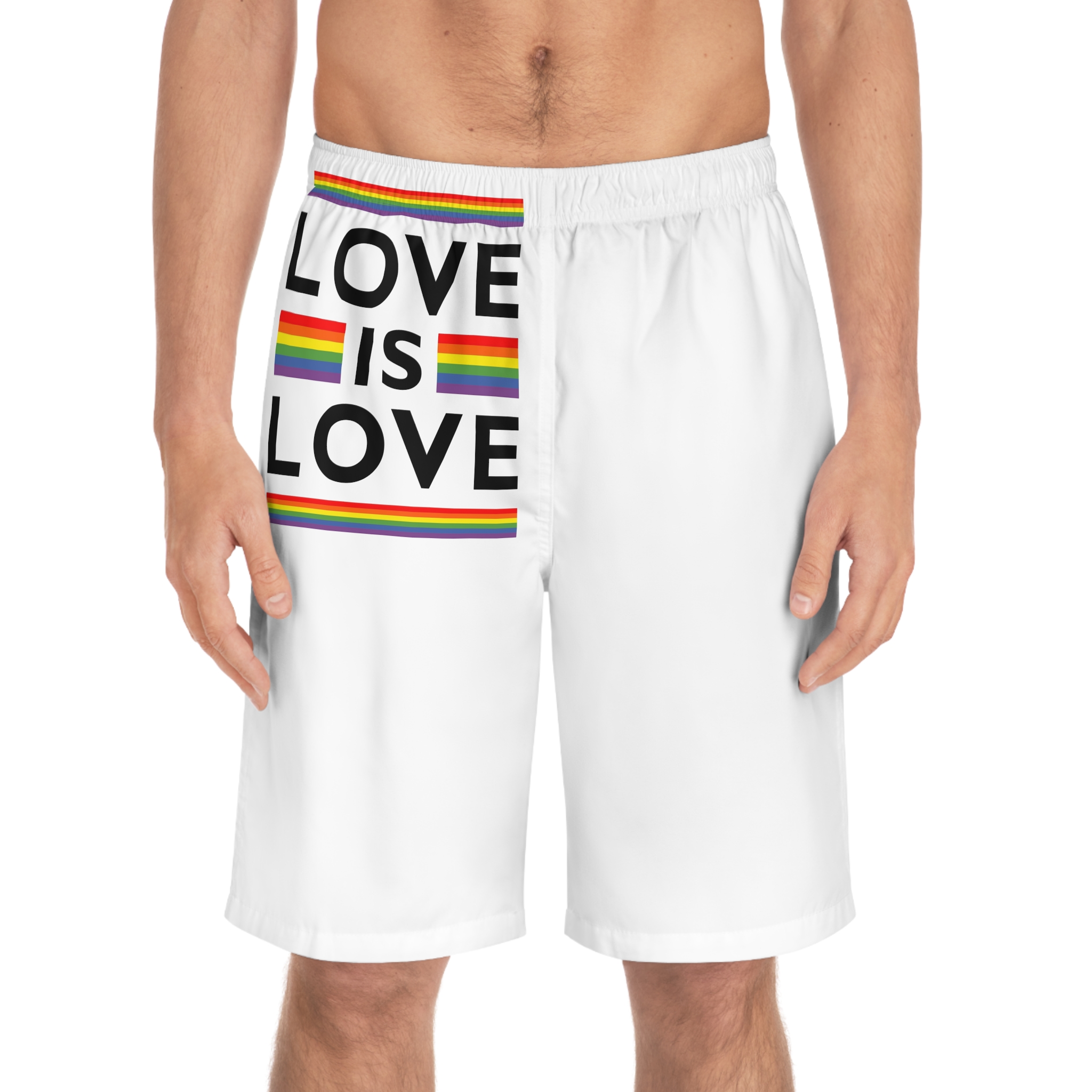 Love Is Love Lgbt Flag Symbol Pride Month Symbol Mens Board Shorts Aop - Image 3