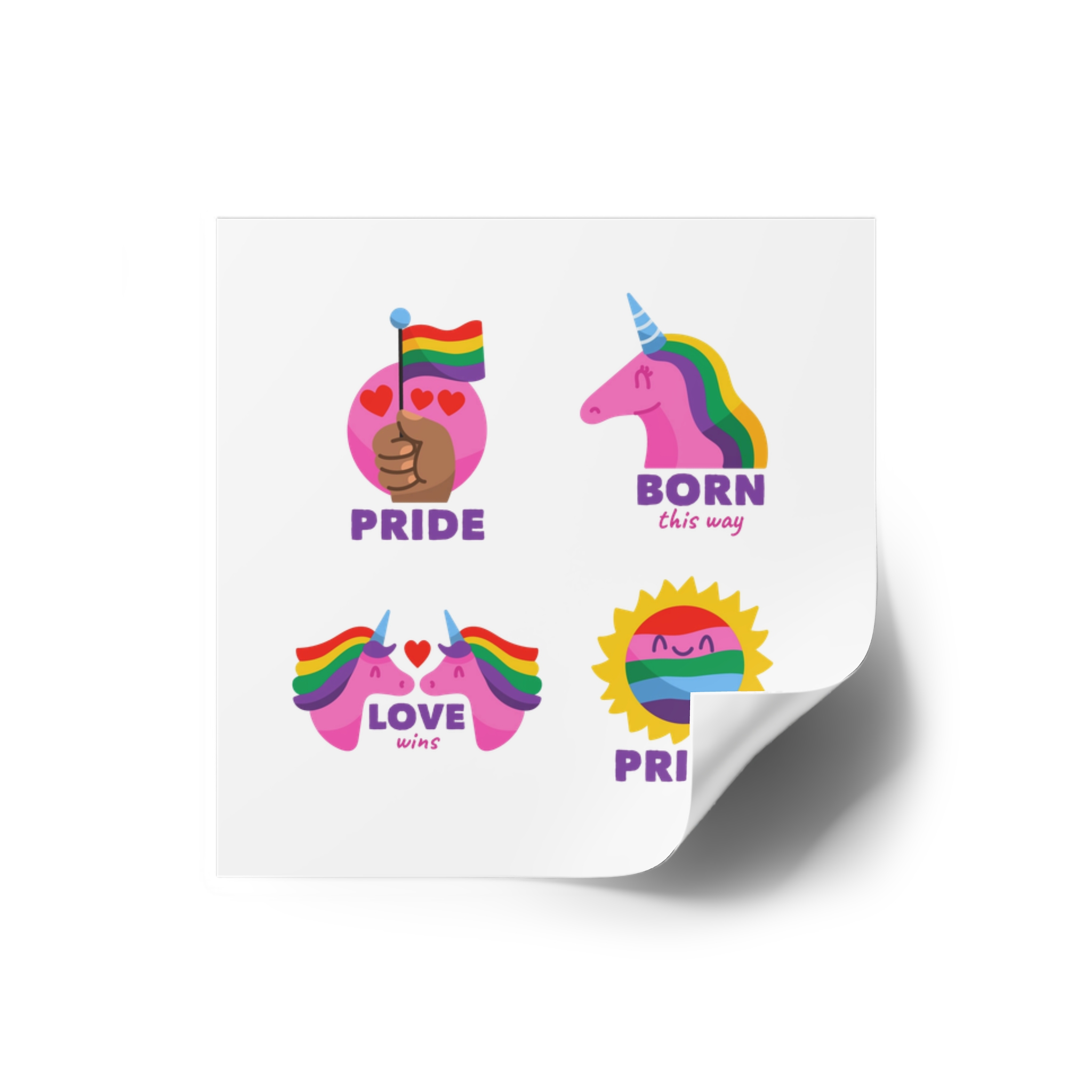 Illustrations Pride Day Badges Set Laminate Stickers Square - Image 2
