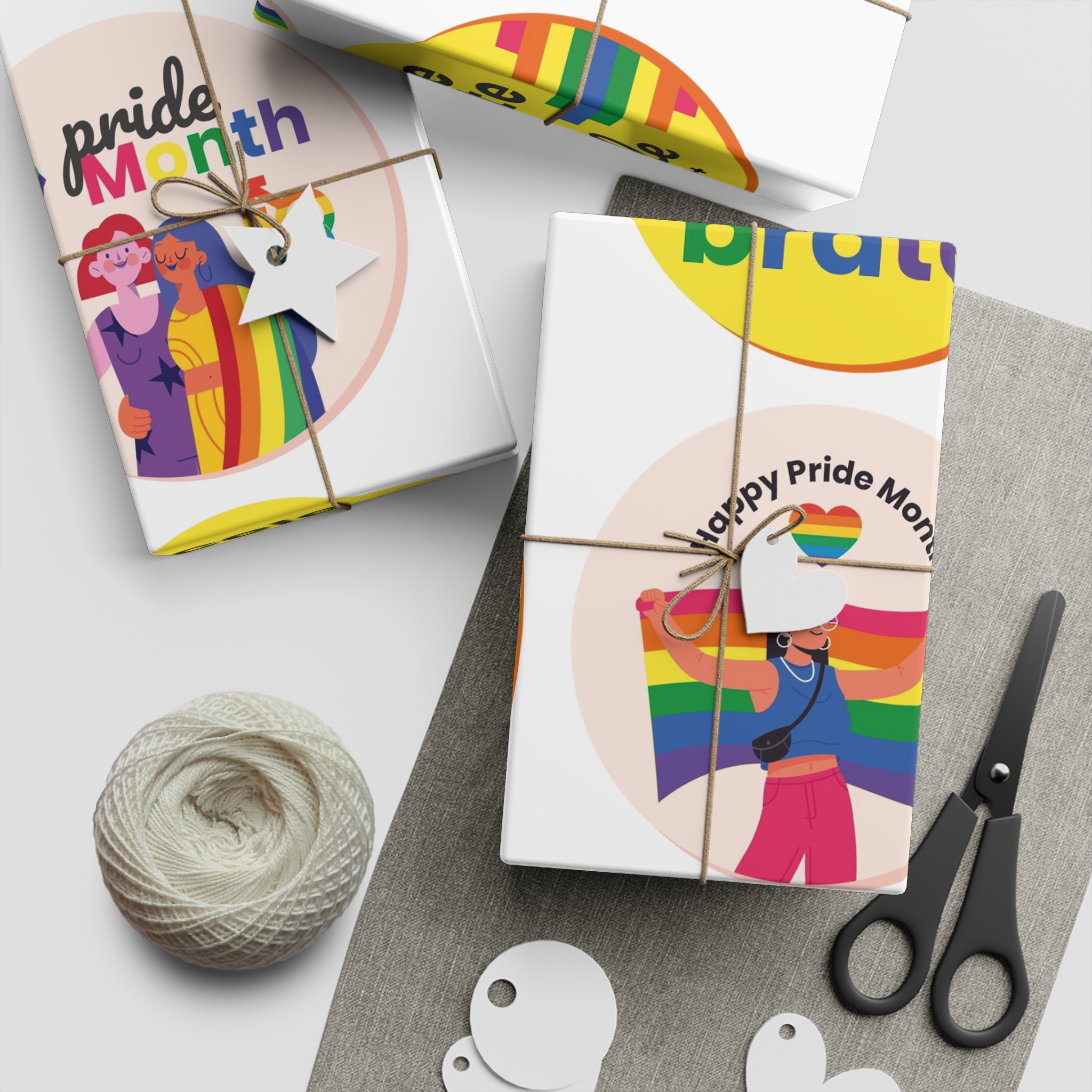 Flat Pride Month Labels Collection (1) Gift Wrapping Paper Sheets 1pc - Image 2