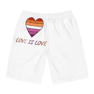 Colorful Heart Shape Lesbian Pride Flag Happy Pride Day Lgbtqia Community Pride Month Vector Hand Drawn Doodle Posters Stickers Logo Cards(1) Mens Board Shorts Aop