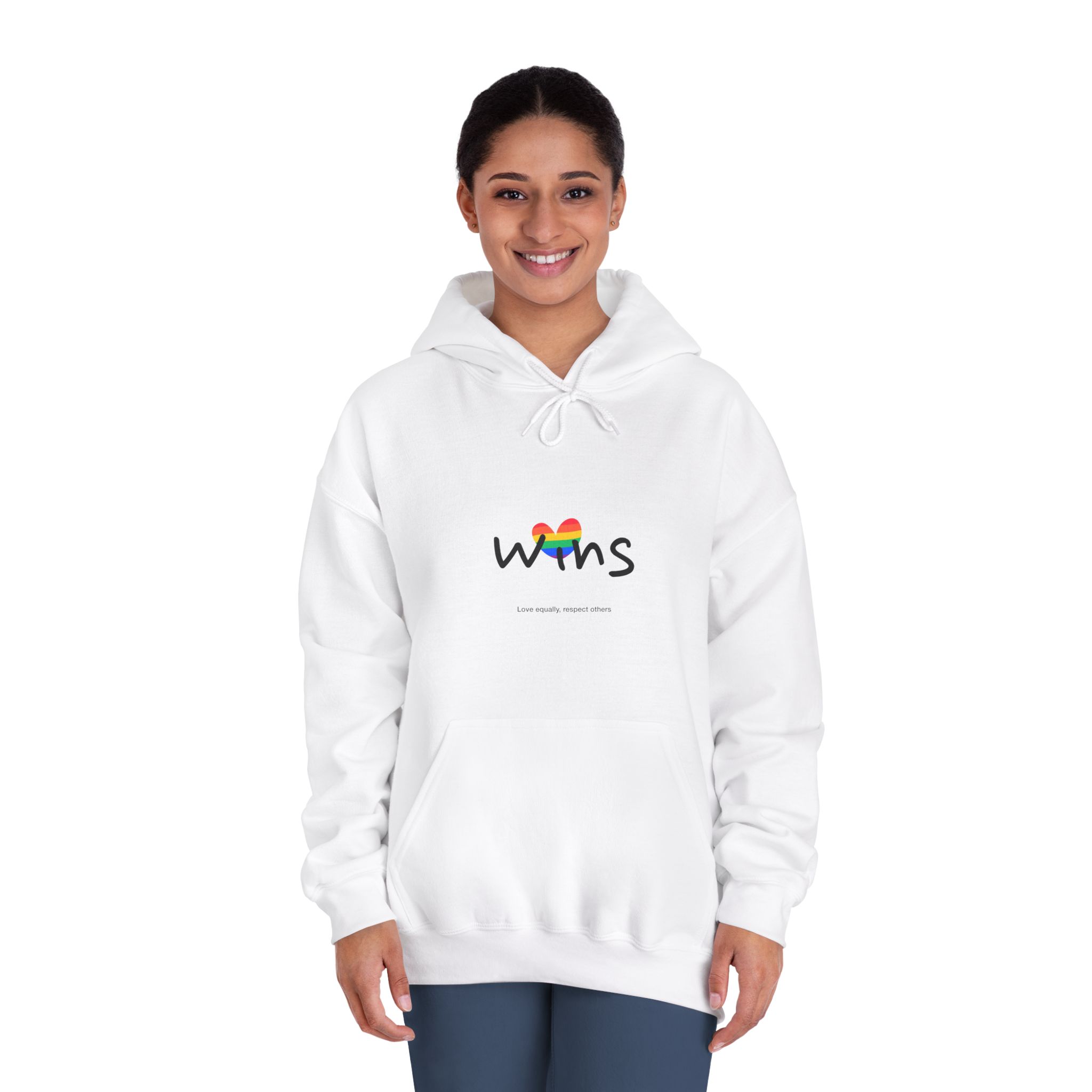 Love Letter Pride Rainbow Lettering Text Writing Pattern Freedom Love Heart Homo Colors Flag Parade (2) Unisex Dryblend Hooded Sweatshirt - Image 4