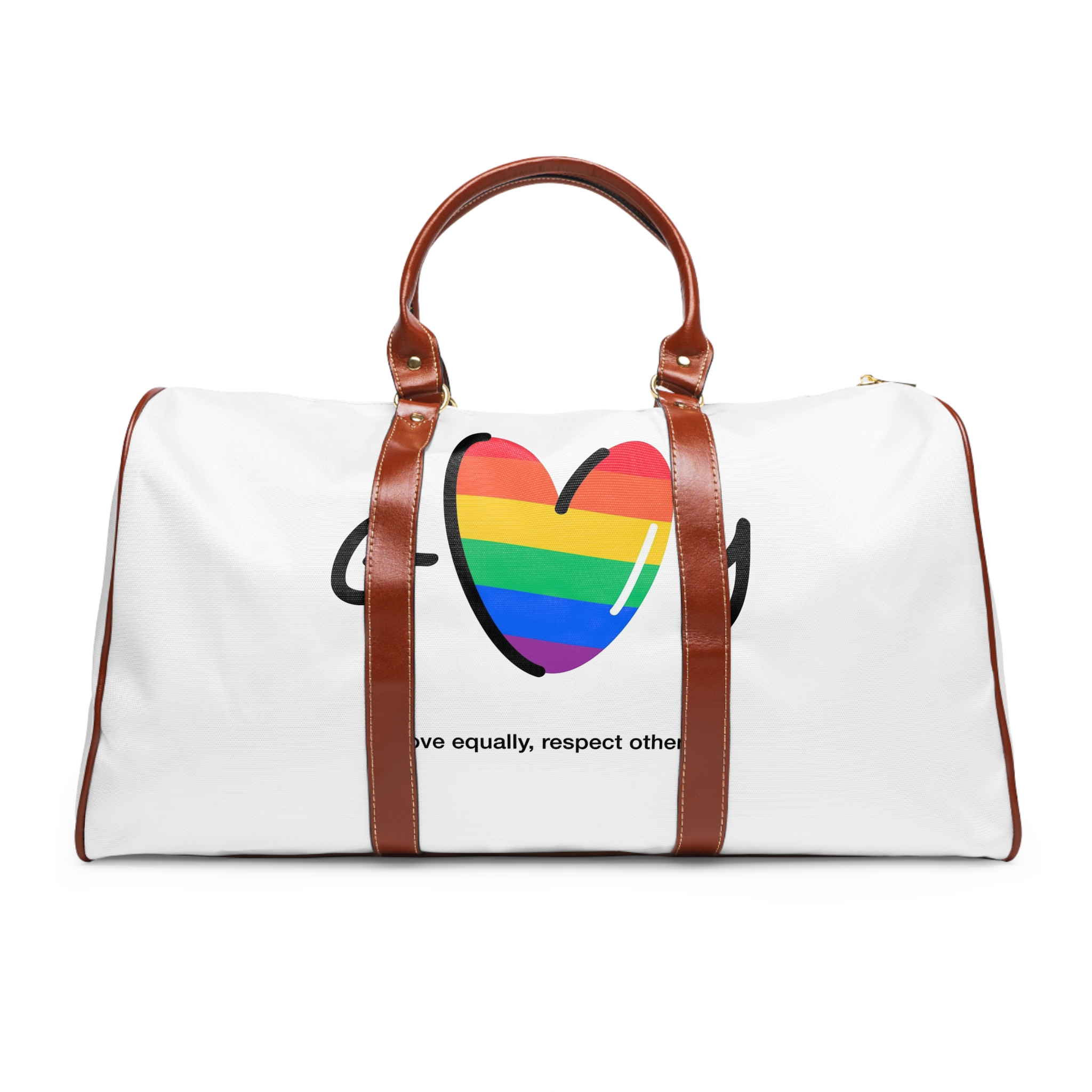 Love Letter Pride Rainbow Lettering Text Writing Pattern Freedom Love Heart Homo Colors Flag Parade Waterproof Travel Bag