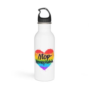 Watercolor Stop Homophobia Stainless Steel Water Bottle