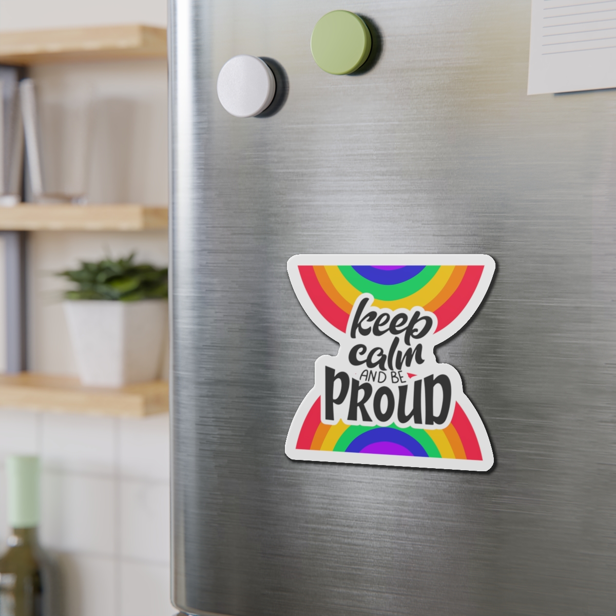 Keep Calm Be Proud Lgbt Lettering Quote Pride Poster Concept With Colorful Rainbow Vector Die Cut Magnets - Image 9