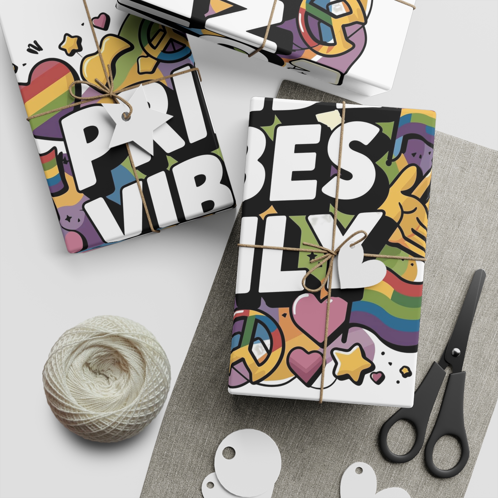 Pride Vibes Only T Shirt Design Isolated White Background Gift Wrapping Paper Sheets 1pc - Image 2