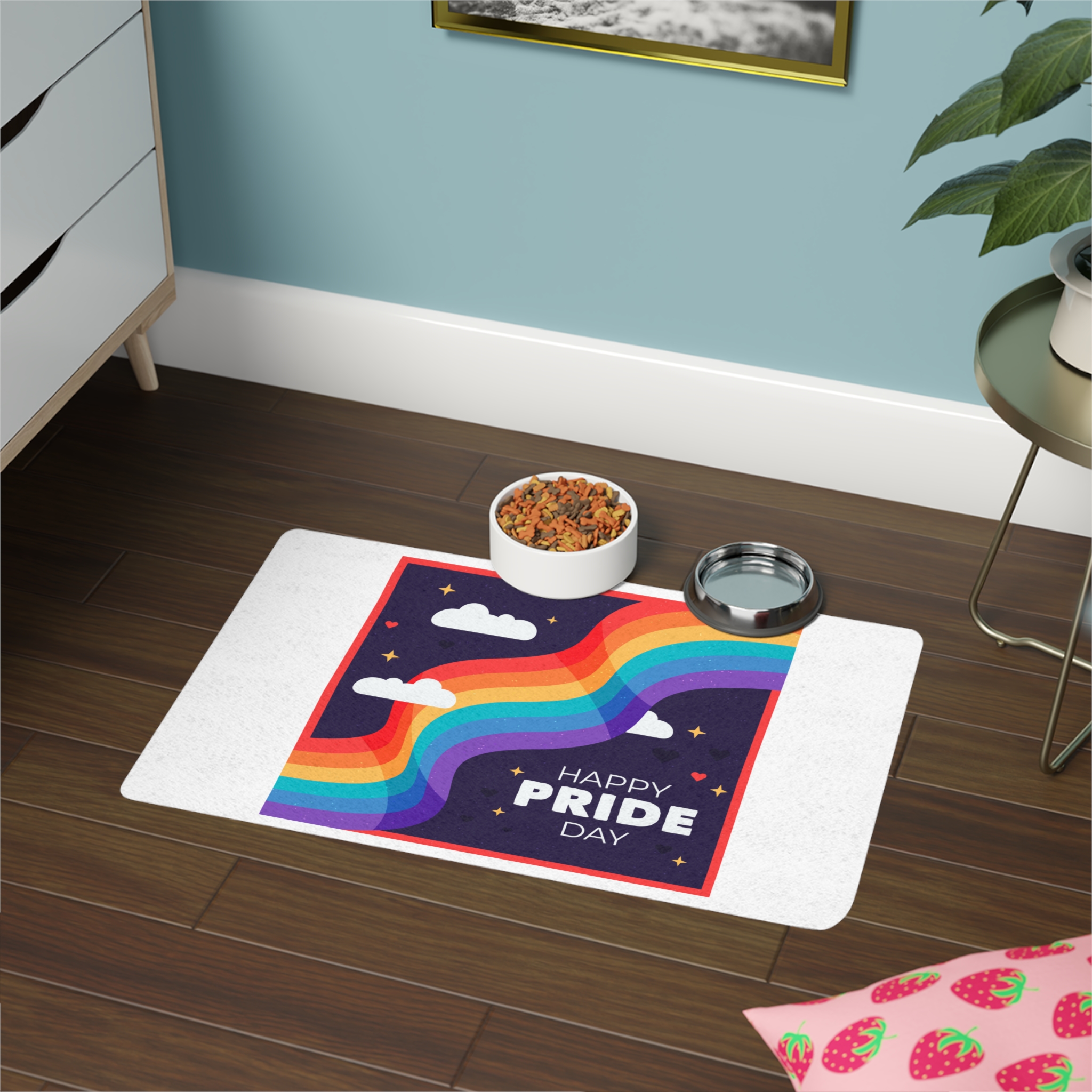 Rainbow Flag Pride Day Pet Food Mat 12x18 - Image 4
