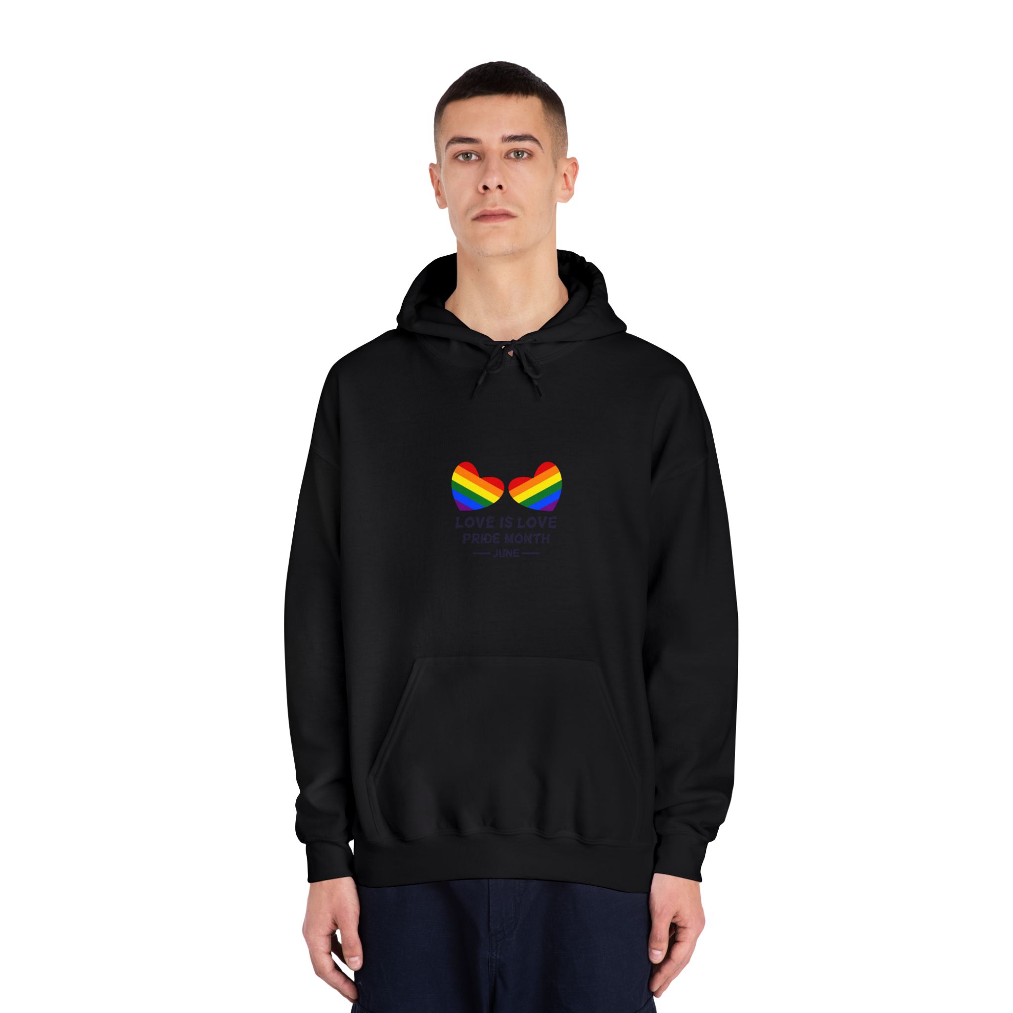 Lgbtq Pride Month June Every Year Rainbow Sign Pride Community Design Banner Poster Card Background Template Unisex Dryblend Hooded Sweatshirt - Image 11