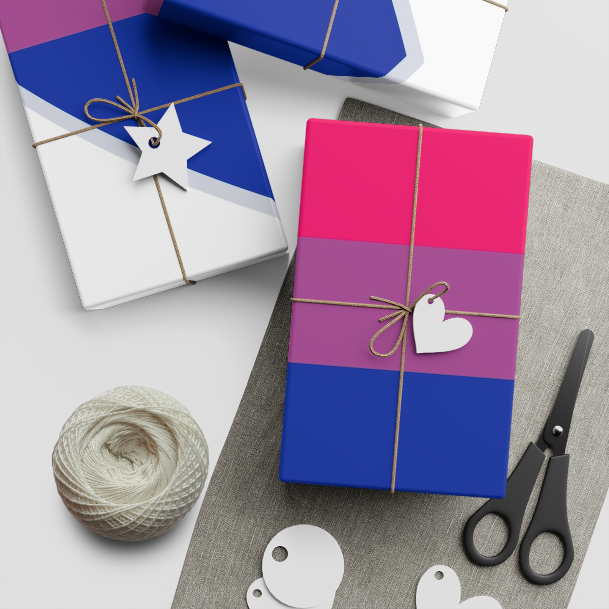 Bisexual Flag Heart Shape Gift Wrapping Paper Sheets 1pc - Image 5
