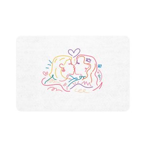 Lesbian Couple Kissing Clipart Gay Marriage Illustration Vector Pet Food Mat 12x18