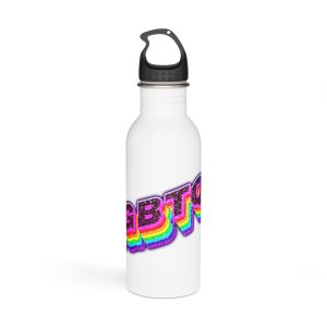 Lgbtqi 3d Word Glitch Png Stainless Steel Water Bottle