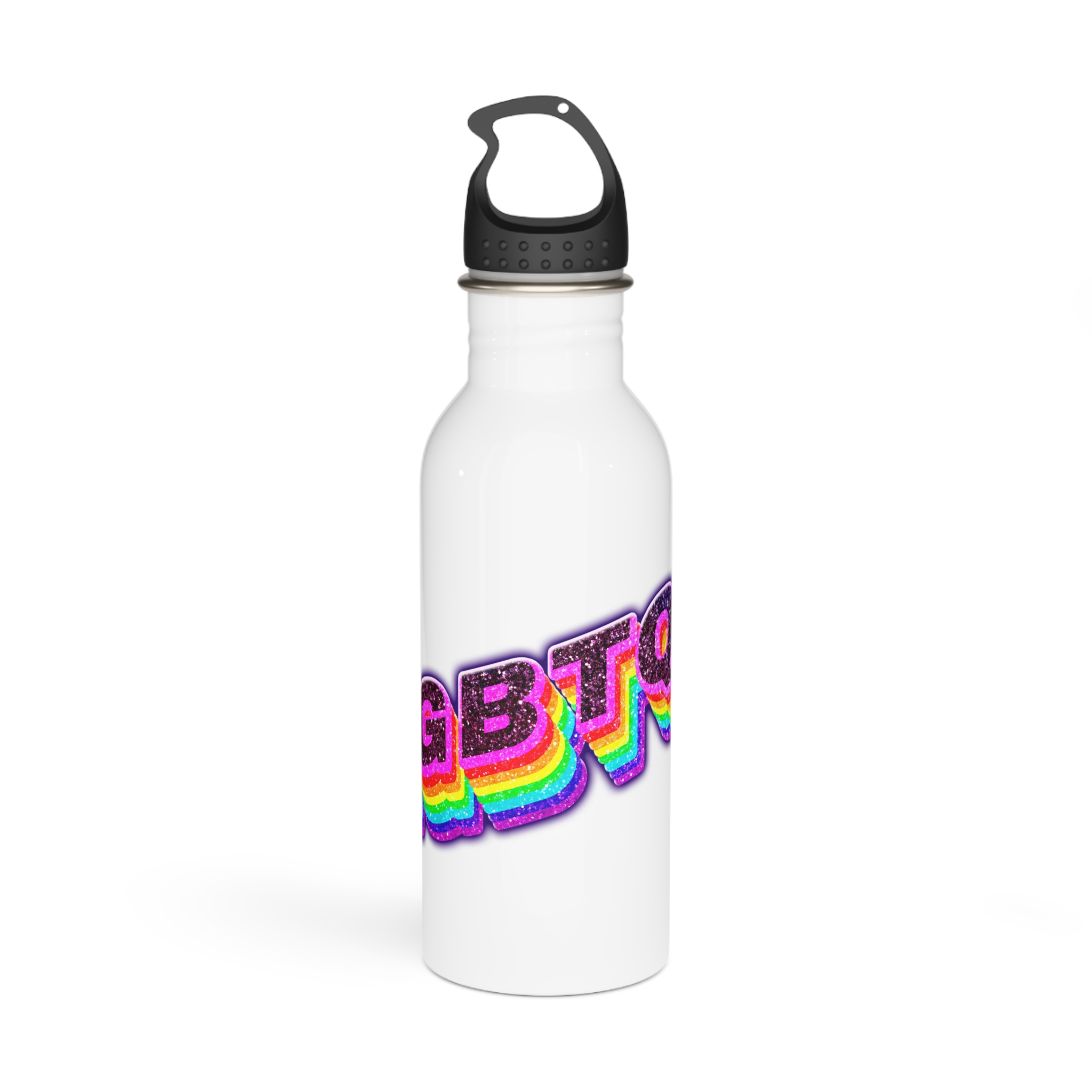 Lgbtqi 3d Word Glitch Png Stainless Steel Water Bottle