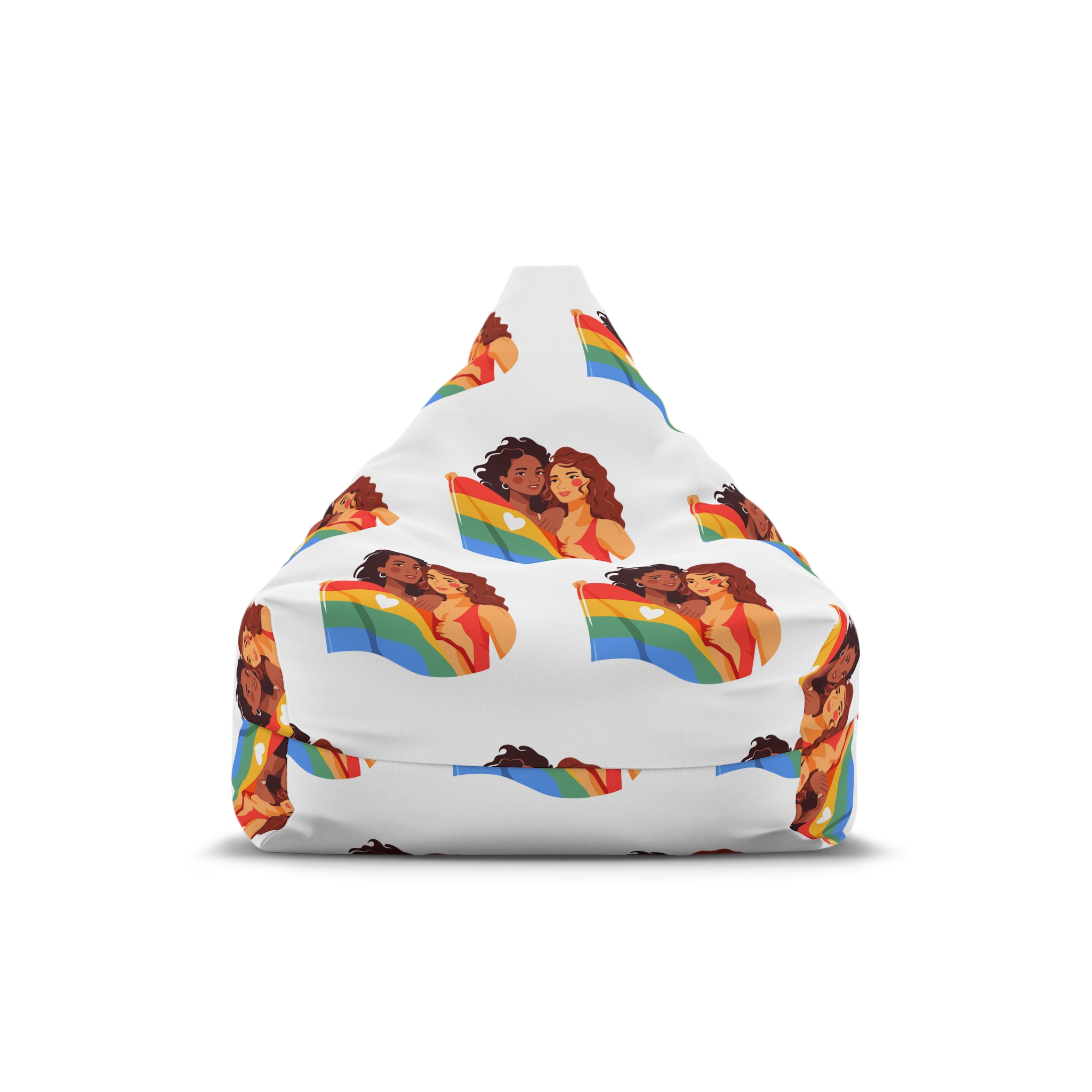 Portrait Lesbian Couple With Rainbow Flag Concept Lgbtq Bean Bag Chair Cover