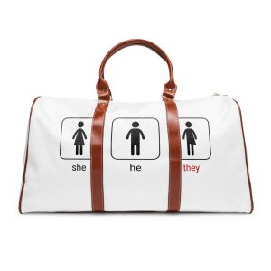 Gender Neutral Toilet Sign Concept Set Word They Written With Red Marker Male Female Unisex Waterproof Travel Bag