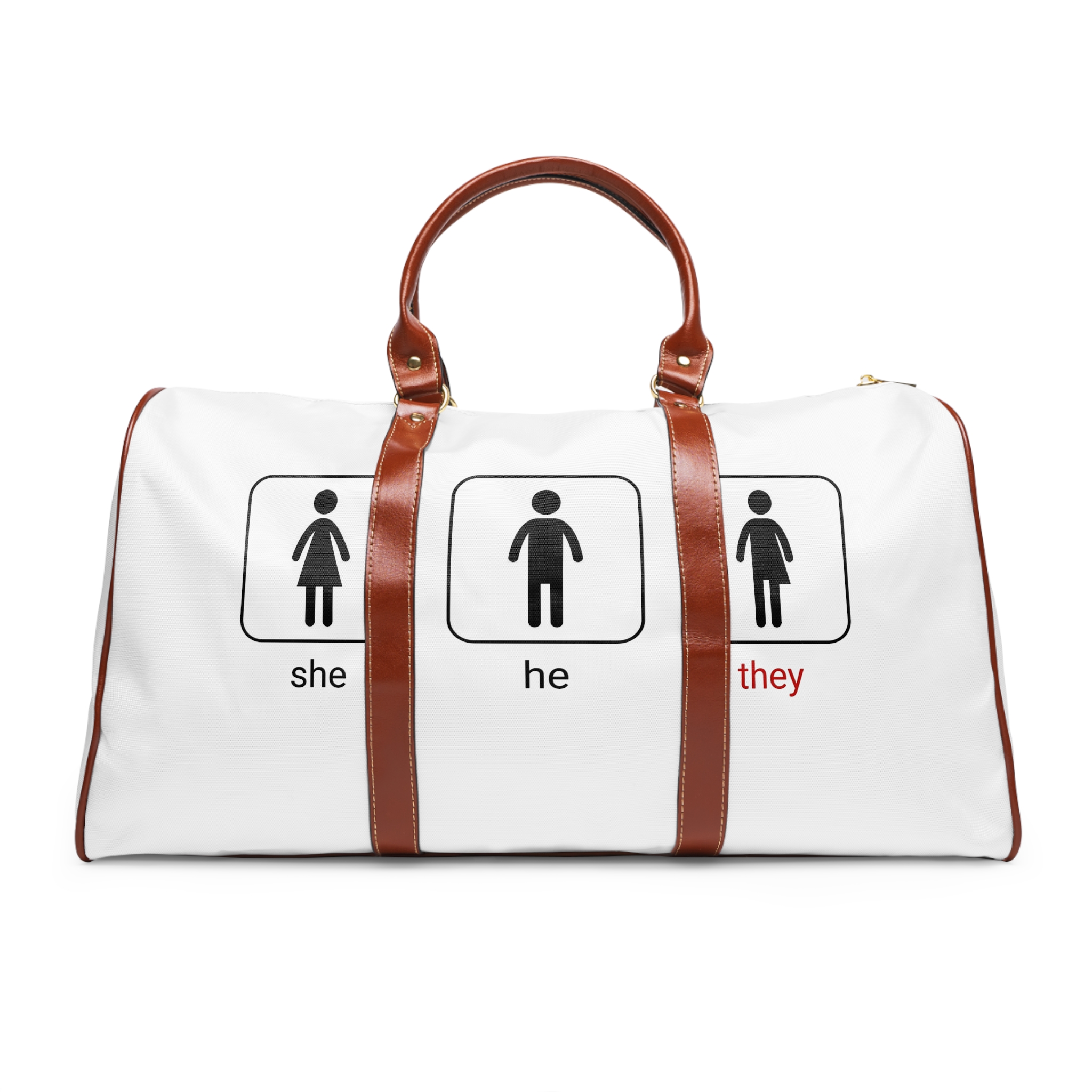 Gender Neutral Toilet Sign Concept Set Word They Written With Red Marker Male Female Unisex Waterproof Travel Bag