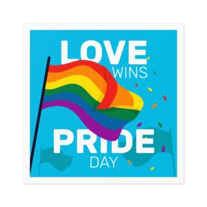 Pride Day Event With Rainbow Flag Laminate Stickers Square