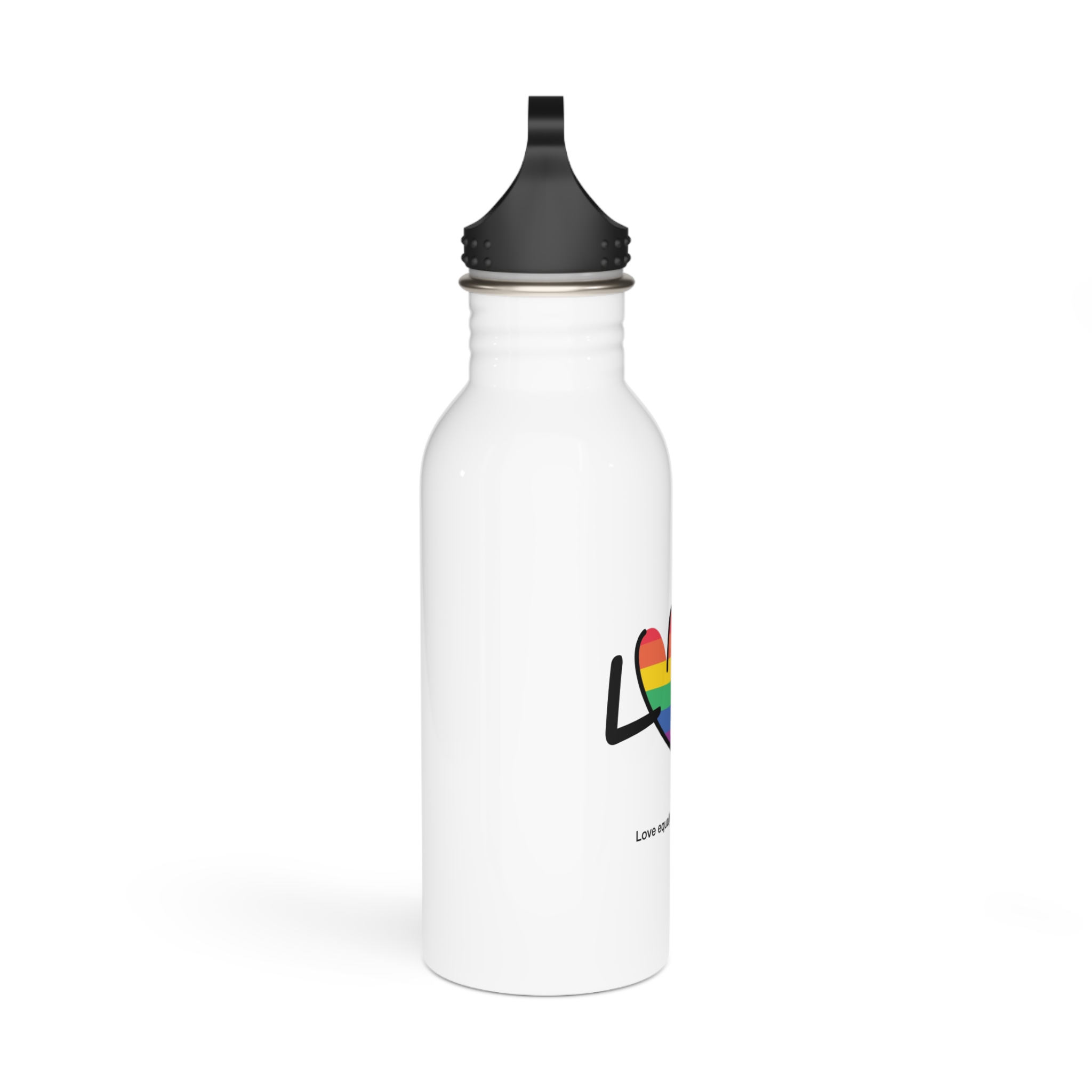 Love Letter Pride Rainbow Lettering Text Writing Pattern Freedom Love Heart Homo Colors Flag Parade(1) (1) Stainless Steel Water Bottle - Image 2