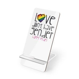 Design With Rainbow Colors Heart With Smile Encouraging Message Happy Pride Mobile Display Stand For Smartphones