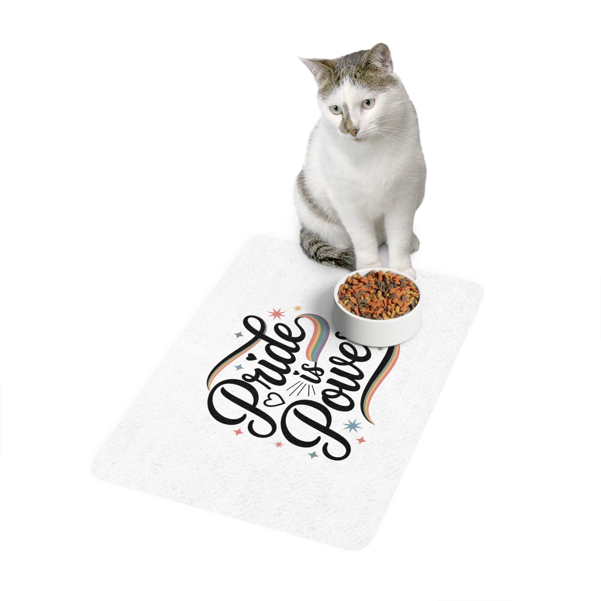 Pride Is Power T Shirt Design Isolated White Background Pet Food Mat 12x18 - Image 3
