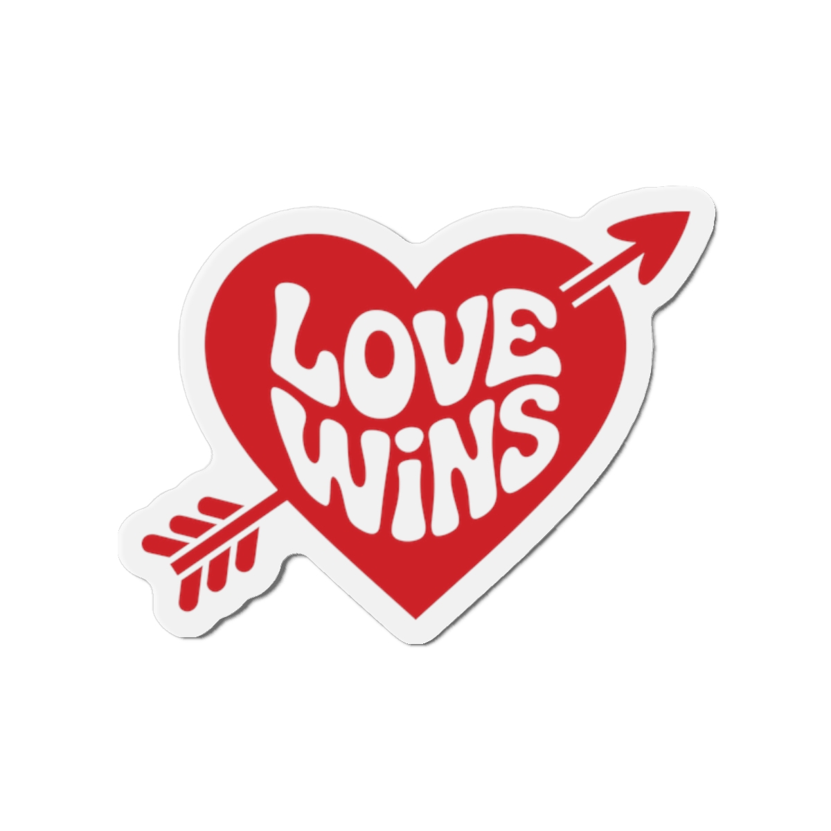 Love Wins Inscription Red Heart Pierced With Cupid39s Arrow Transparent Background Die Cut Magnets
