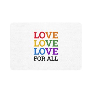 Love All Lgbtq Pride Month Positive Quote Rainbow Color Typographic Art White Background Pet Food Mat 12x18