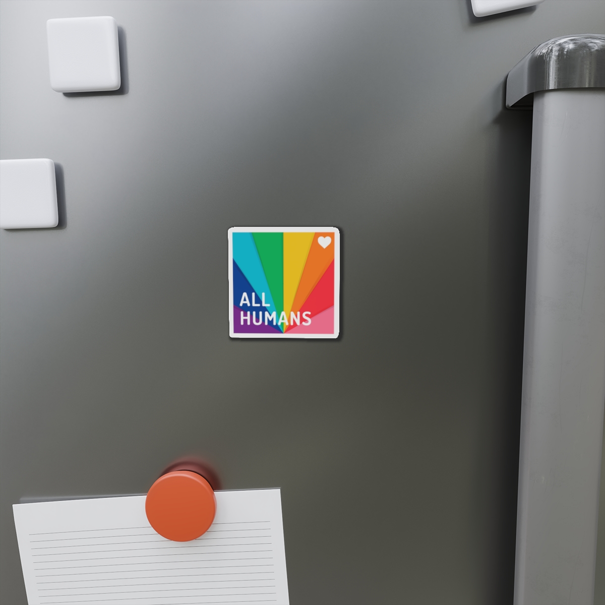 Rainbow Colored Background With All Humans Concept Pride Month Die Cut Magnets - Image 2