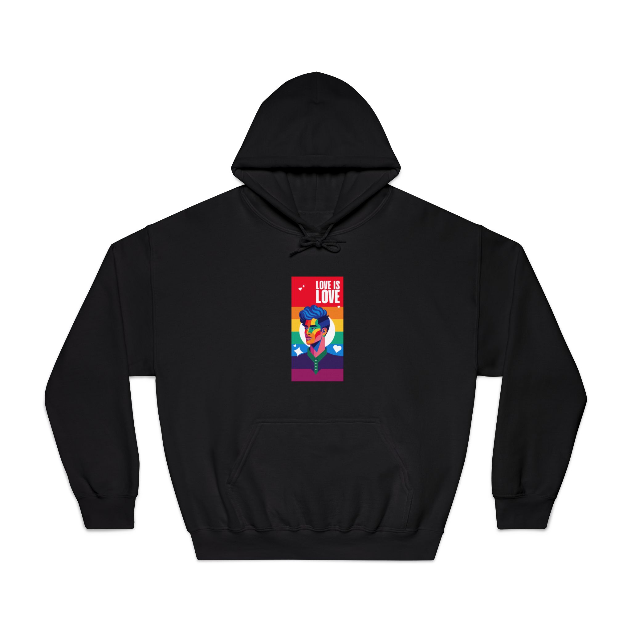 Poster Man With Rainbow Colored Face Rainbow Colored Background Unisex Dryblend Hooded Sweatshirt - Image 9