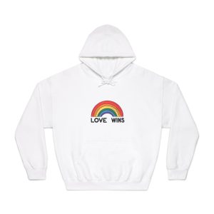 Love Wins Rainbow Pride Illustration Unisex Dryblend Hooded Sweatshirt