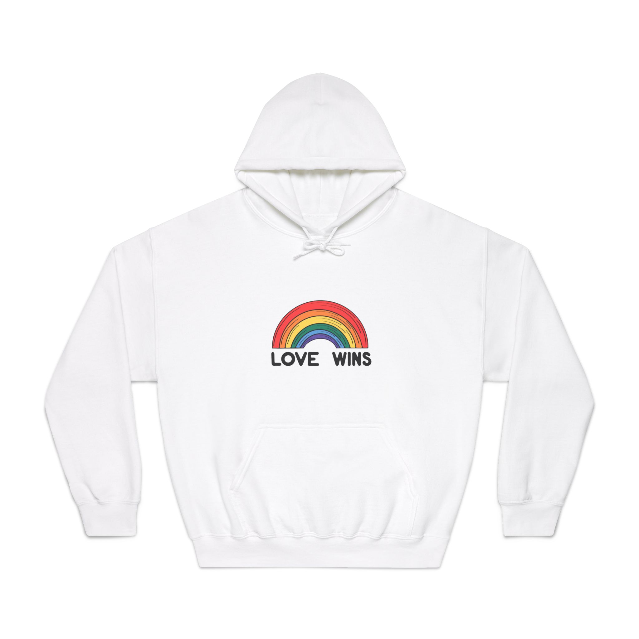 Love Wins Rainbow Pride Illustration Unisex Dryblend Hooded Sweatshirt