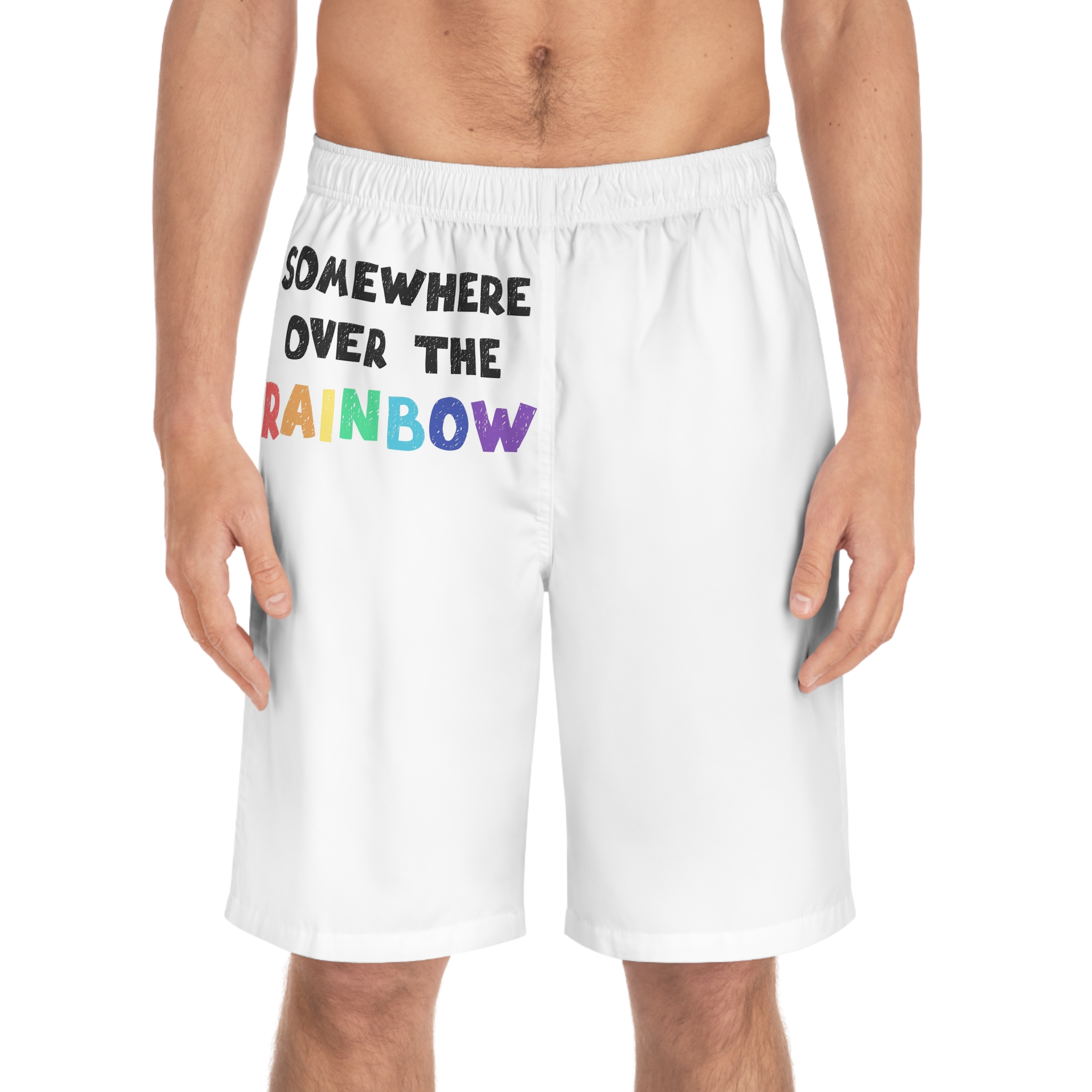 Vector Illustration With Hand Drawn Lettering Rainbow Mens Board Shorts Aop - Image 3