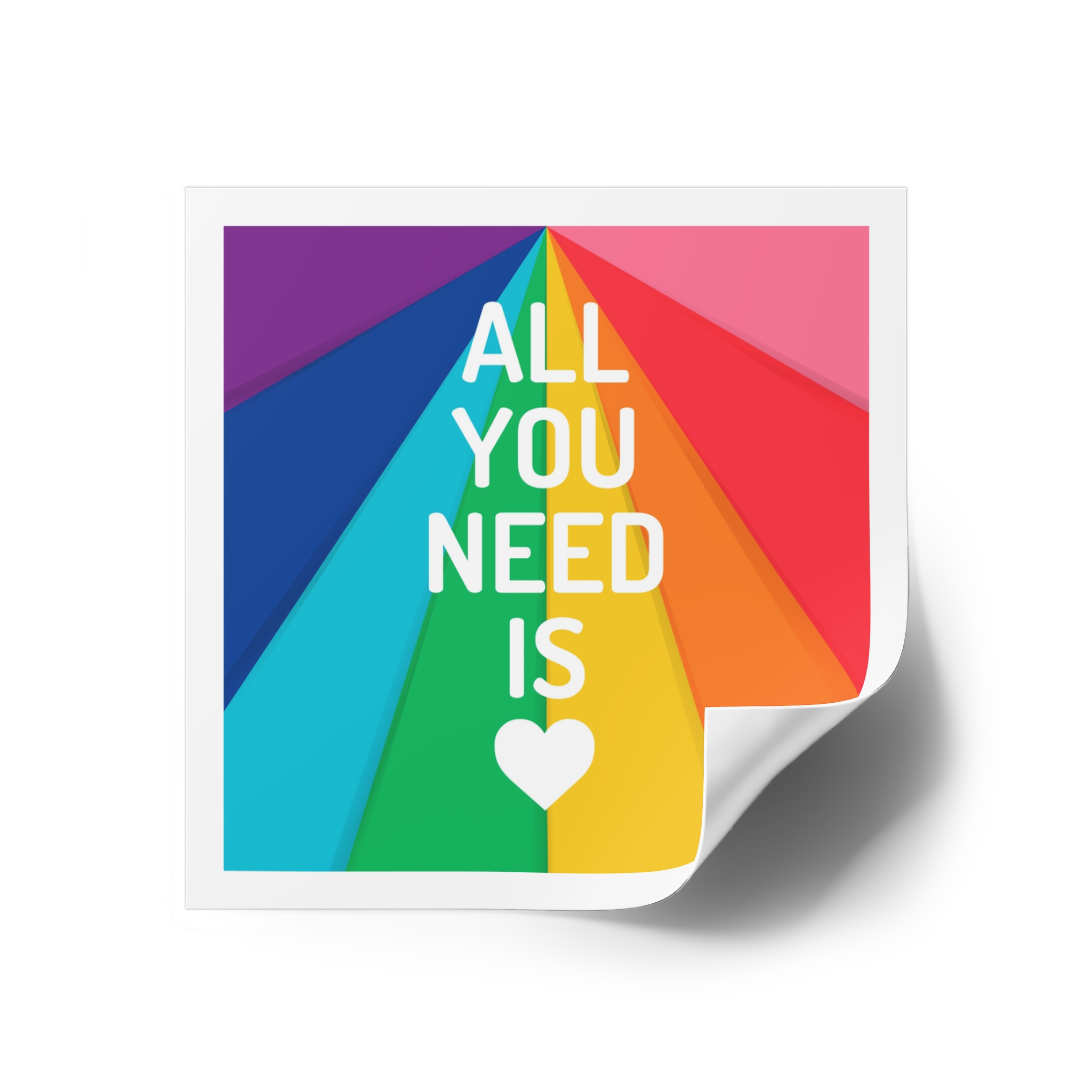Rainbow Colored Background With All You Need Is Love Concept Pride Month Laminate Stickers Square - Image 26