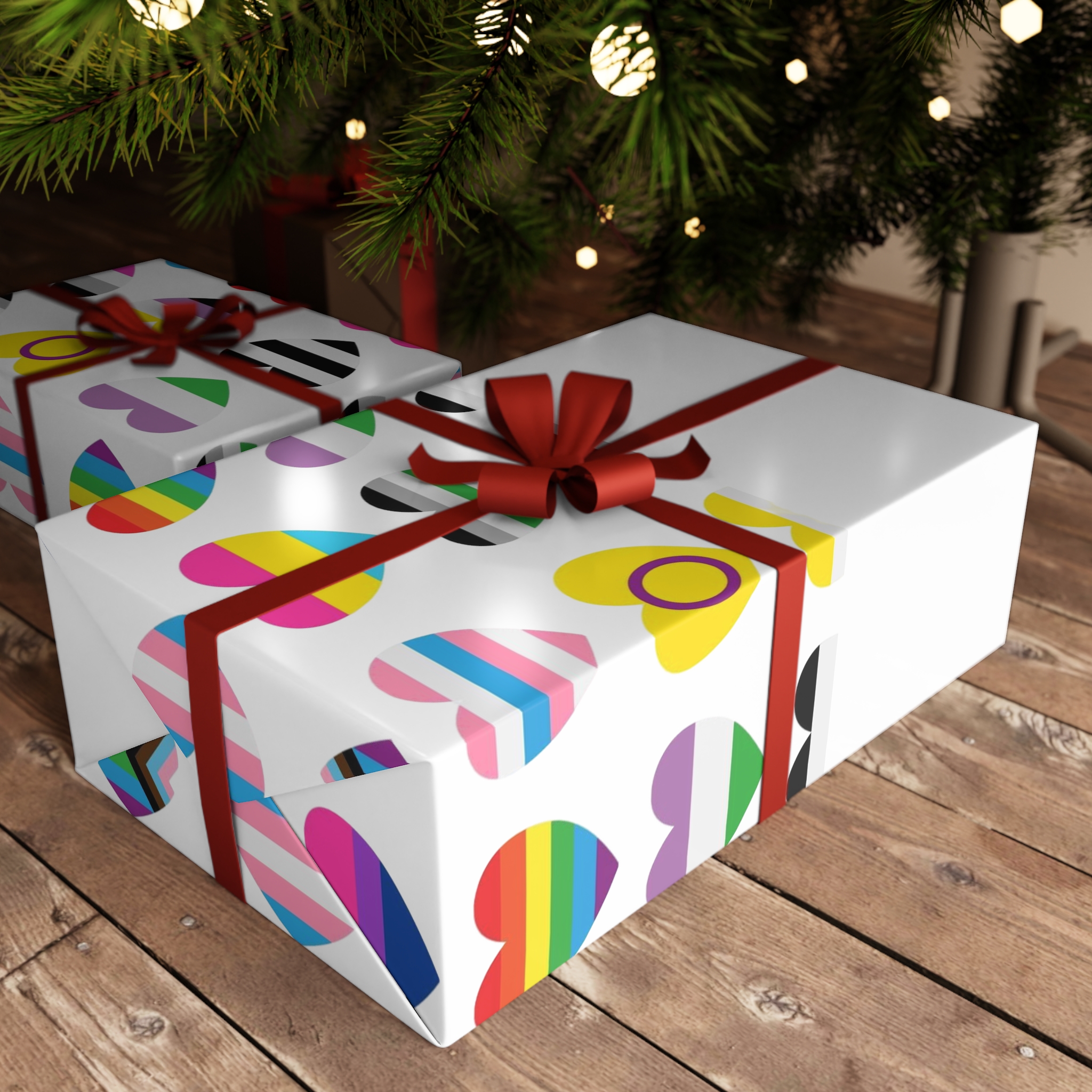 Vector Seamless Pattern Gender Lgbt Flag Heart Gift Wrapping Paper Sheets 1pc - Image 3