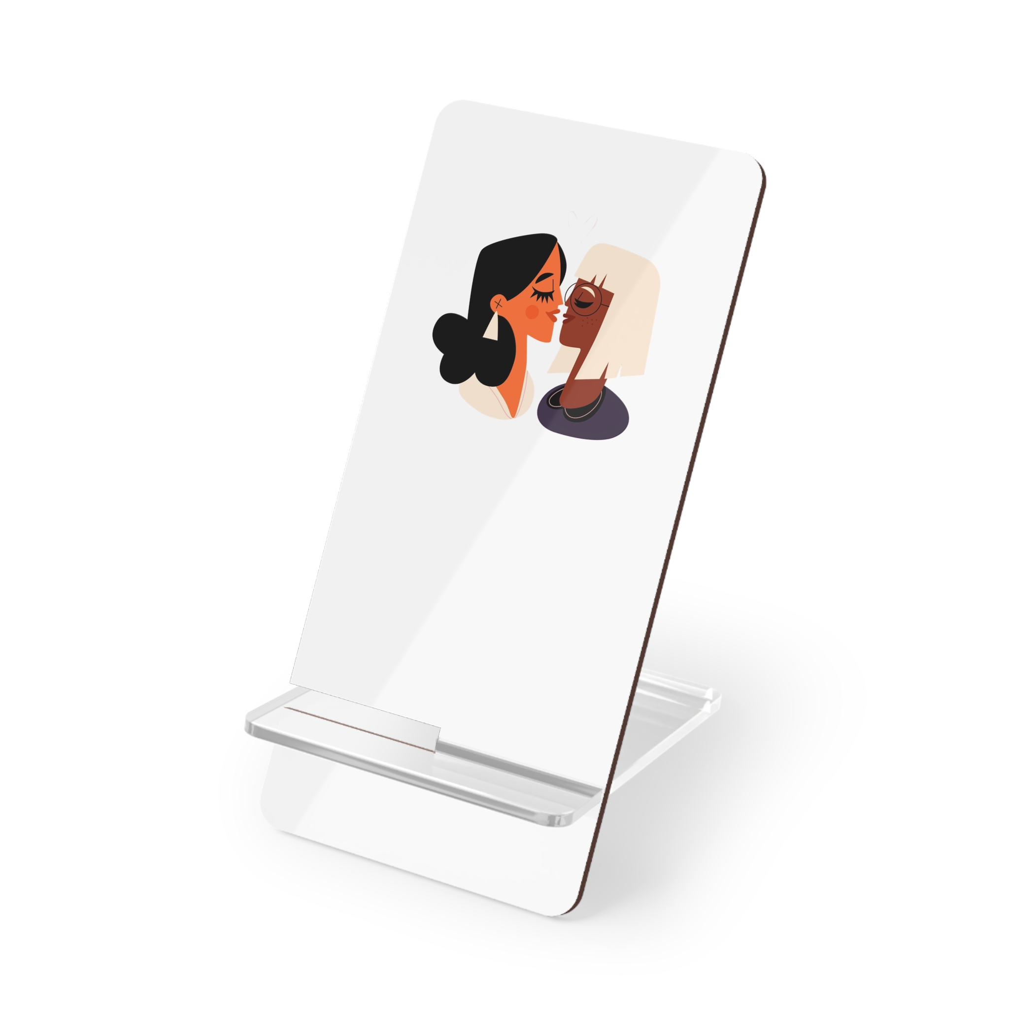 Flat Design Lesbian Couple Kiss Illustration (2) Mobile Display Stand For Smartphones