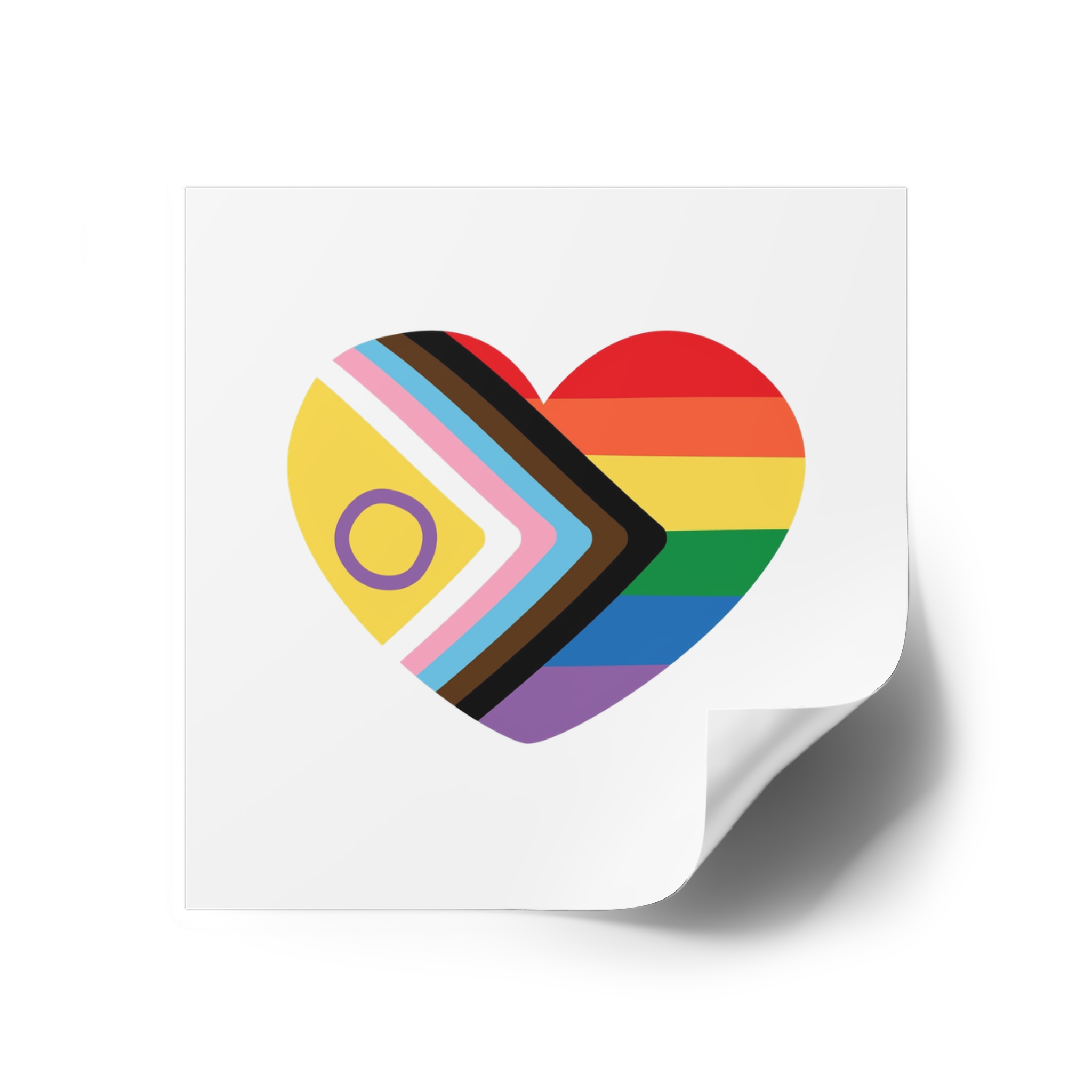 Inclusive Love Progress Pride Flag Heart Symbol Laminate Stickers Square - Image 18