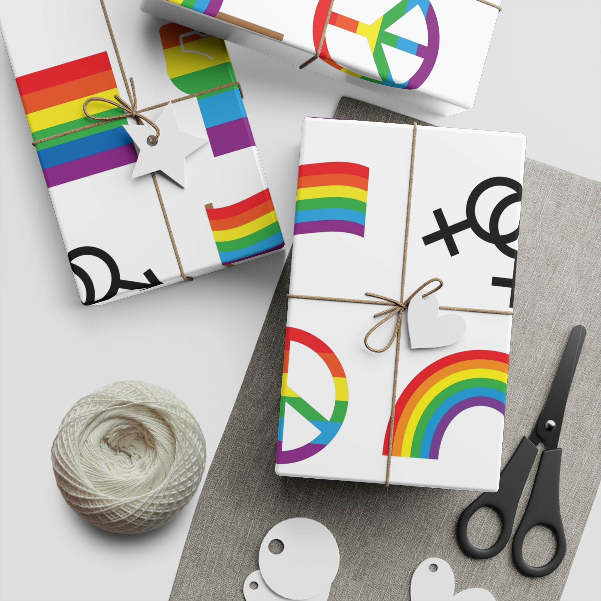 Set Flat Lgbt Homosexual Rainbow Flag Icon Symbols Gift Wrapping Paper Sheets 1pc - Image 2