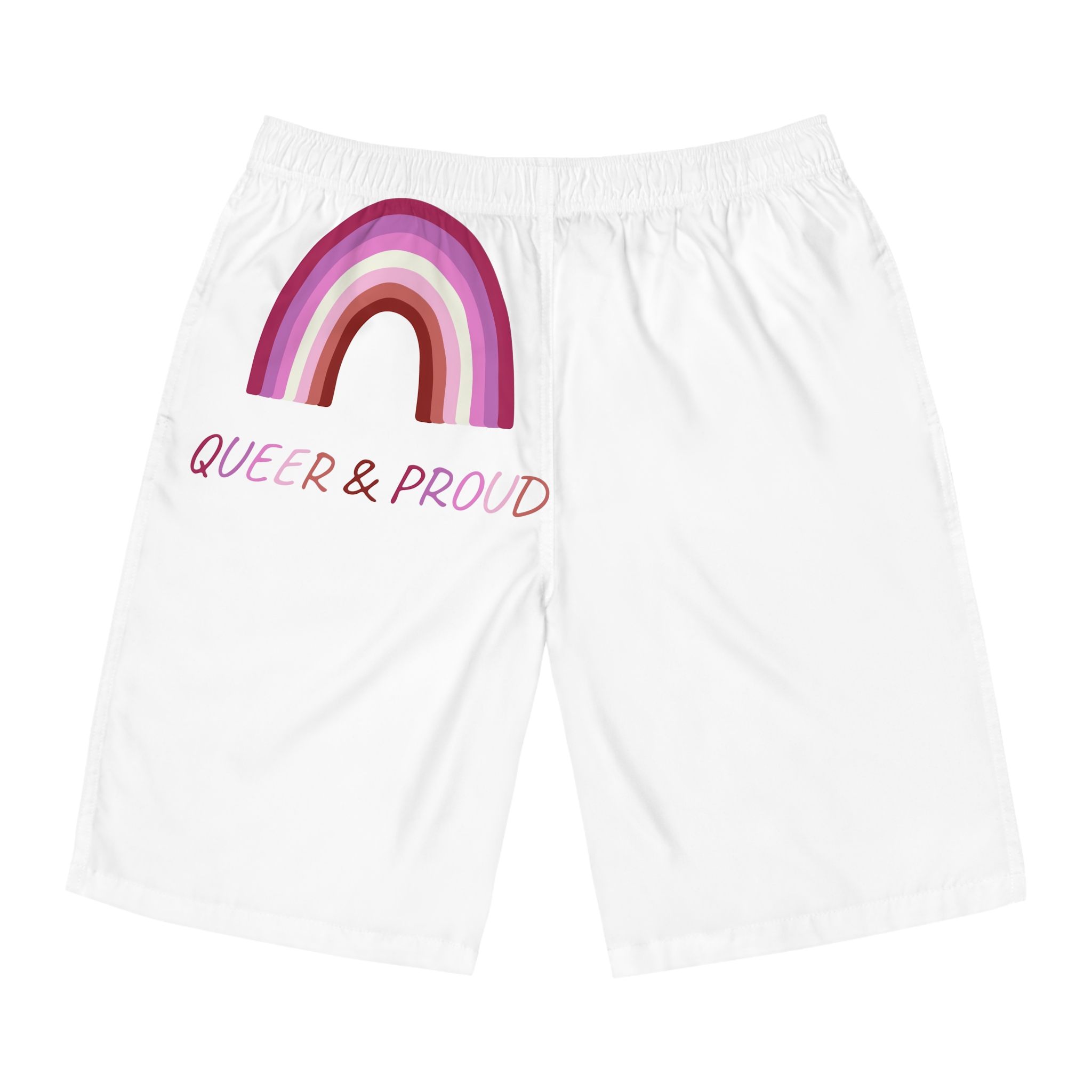 Colorful Rainbow Shape Lesbian Pride Flag Happy Pride Day Lgbtqia Community Pride Month Vector Hand Drawn Doodle Posters Stickers Logo Cards(1) Mens Board Shorts Aop