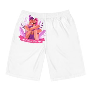 Flat Lesbian Kiss Illustrated Mens Board Shorts Aop
