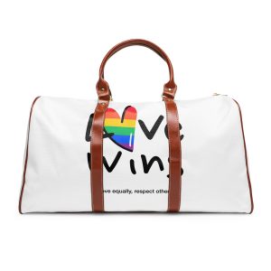 Love Letter Pride Rainbow Lettering Text Writing Pattern Freedom Love Heart Homo Colors Flag Parade(2) (1) Waterproof Travel Bag