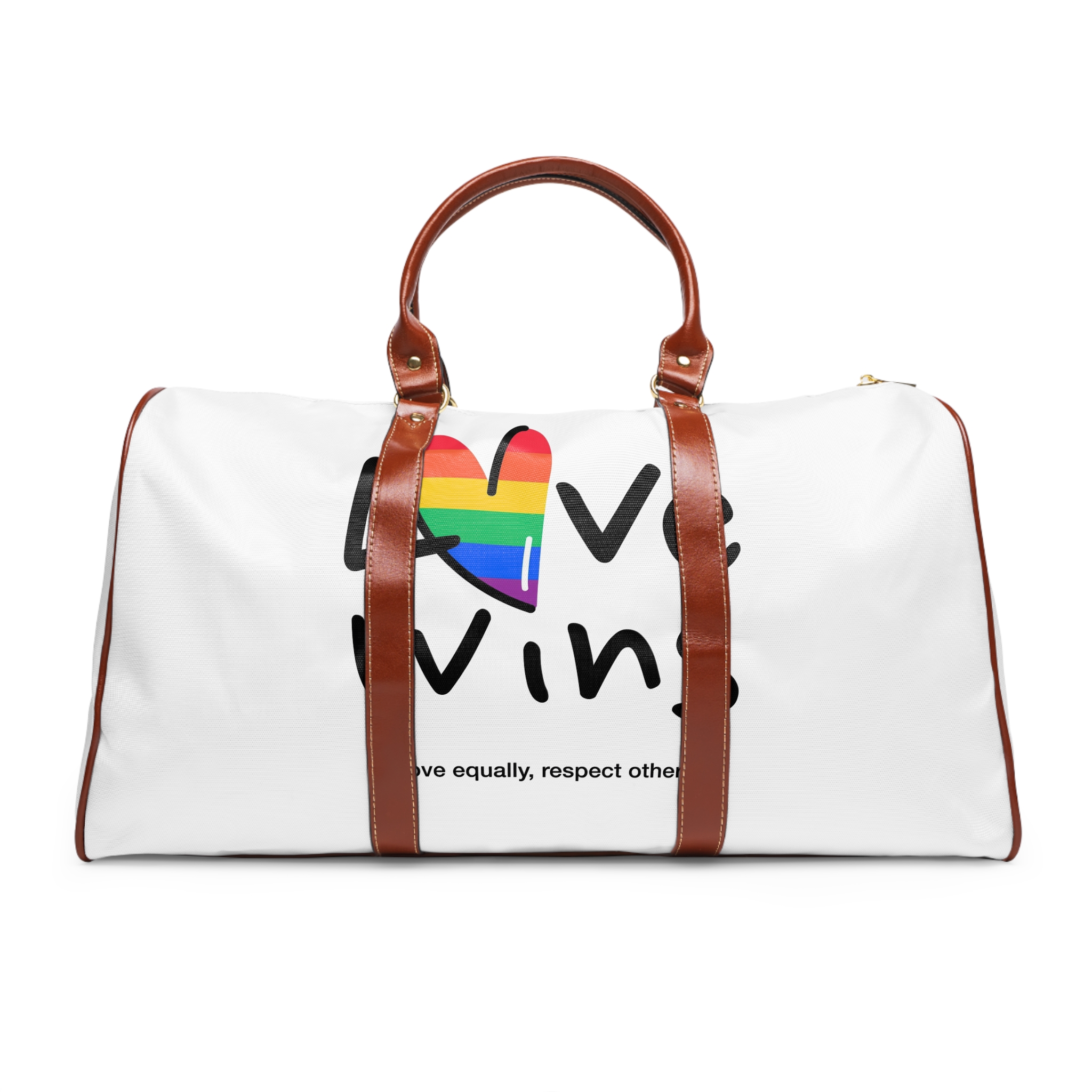 Love Letter Pride Rainbow Lettering Text Writing Pattern Freedom Love Heart Homo Colors Flag Parade(2) (1) Waterproof Travel Bag