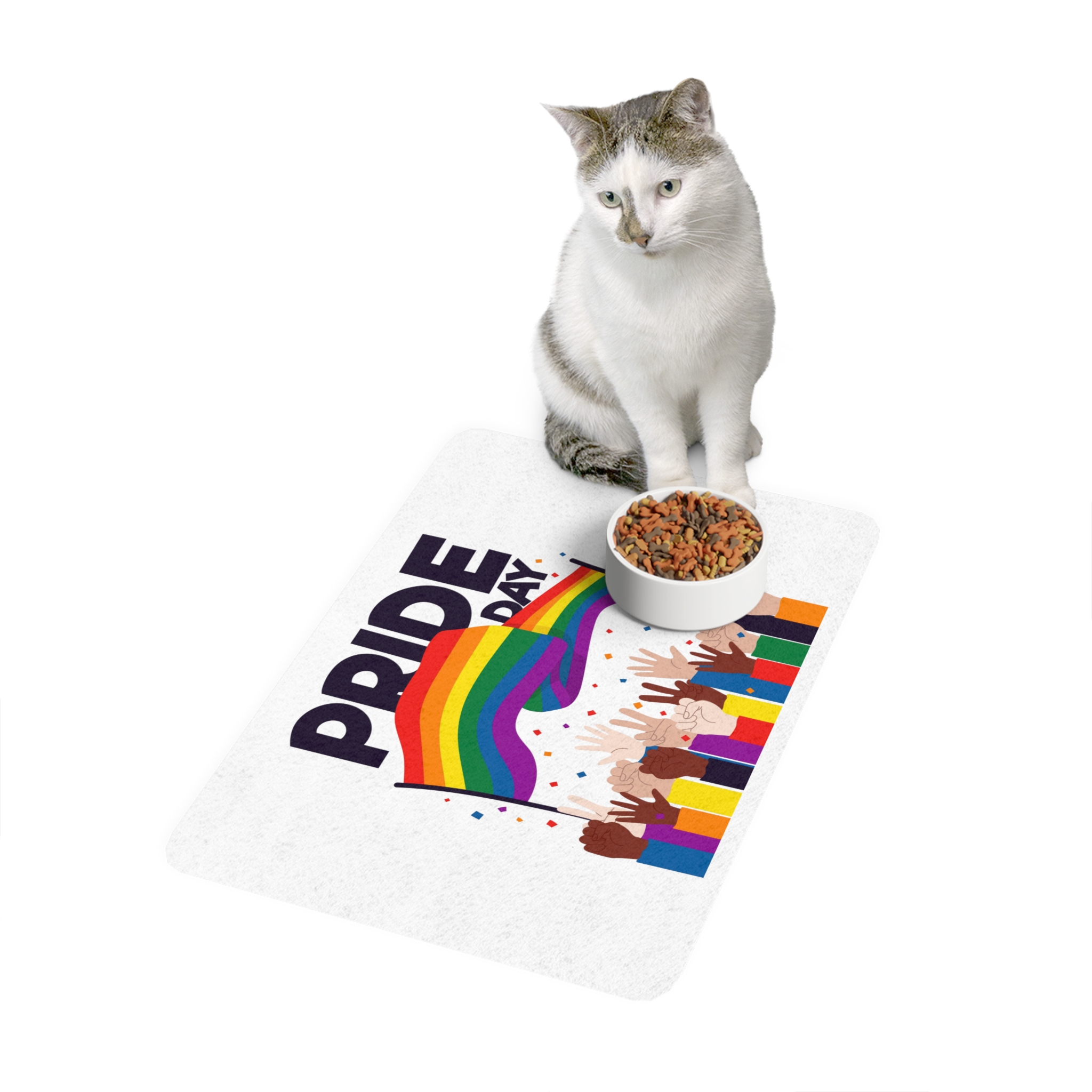 Pride Day Event With Rainbow Flag Theme Pet Food Mat 12x18 - Image 3