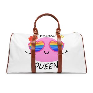 Pink Blob With Rainbow Heart Sunglasses Saying Proud Queen Flat Sticker Waterproof Travel Bag