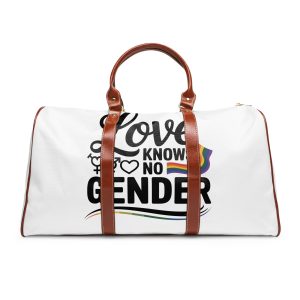 Love Knows No Gender T Shirt Design Isolated White Background Waterproof Travel Bag