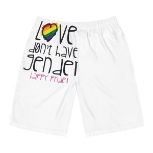 Design With Rainbow Colors Heart With Smile Encouraging Message Happy Pride Mens Board Shorts Aop