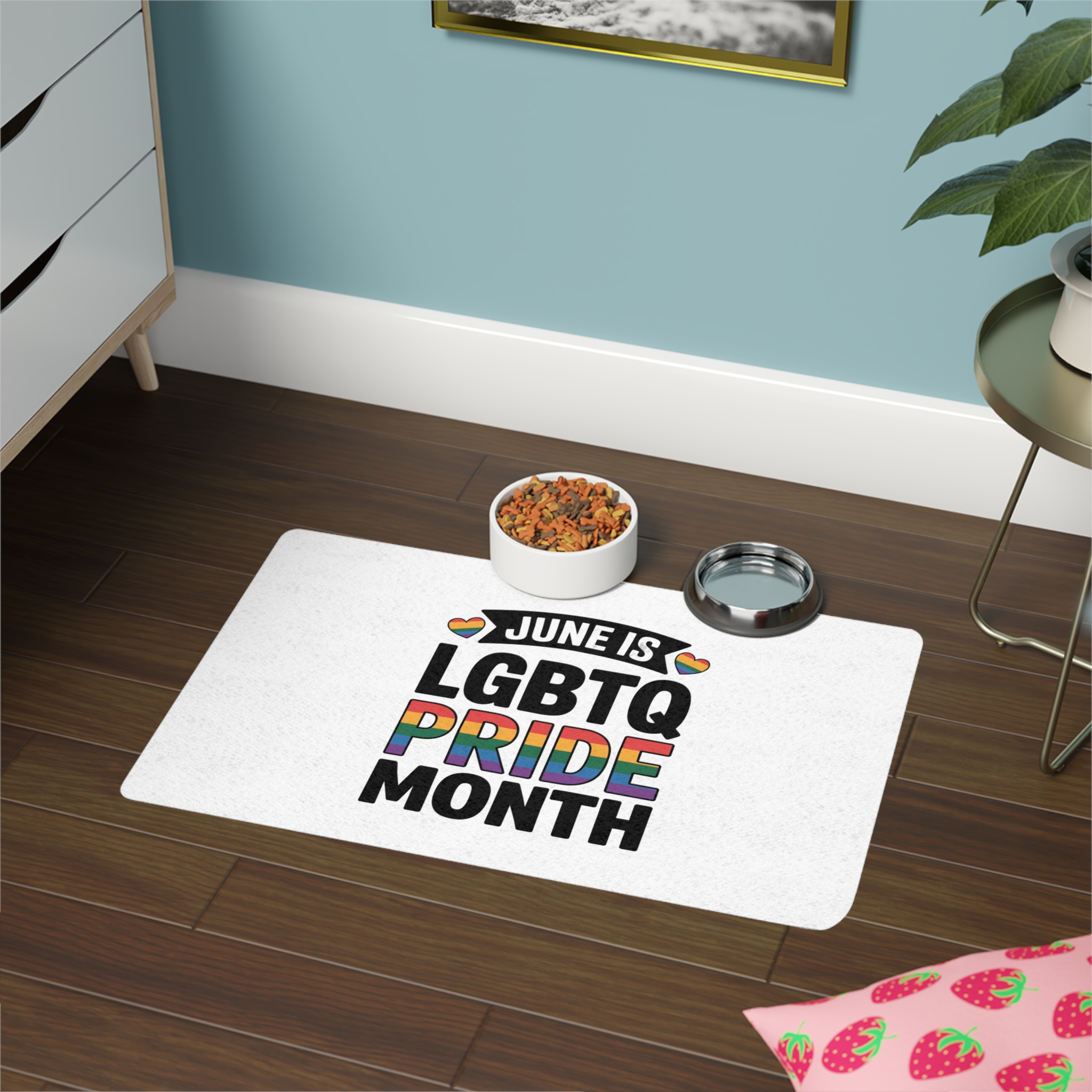 June Is Lgbtq Pride Month Colorful Text Pet Food Mat 12x18 - Image 4