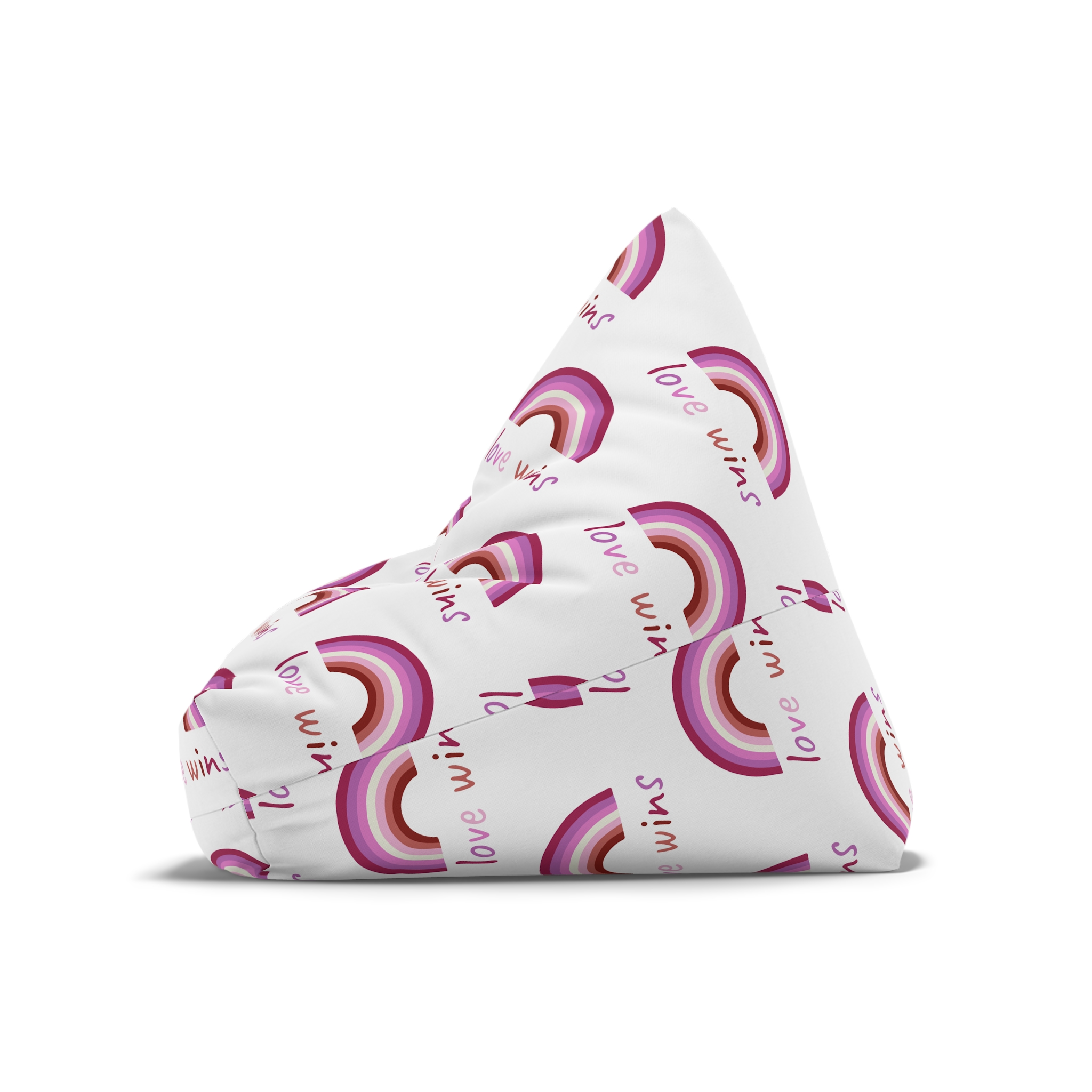 Colorful Rainbow Shape Lesbian Pride Flag Happy Pride Day Lgbtqia Community Pride Month Vector Hand Bean Bag Chair Cover - Image 8